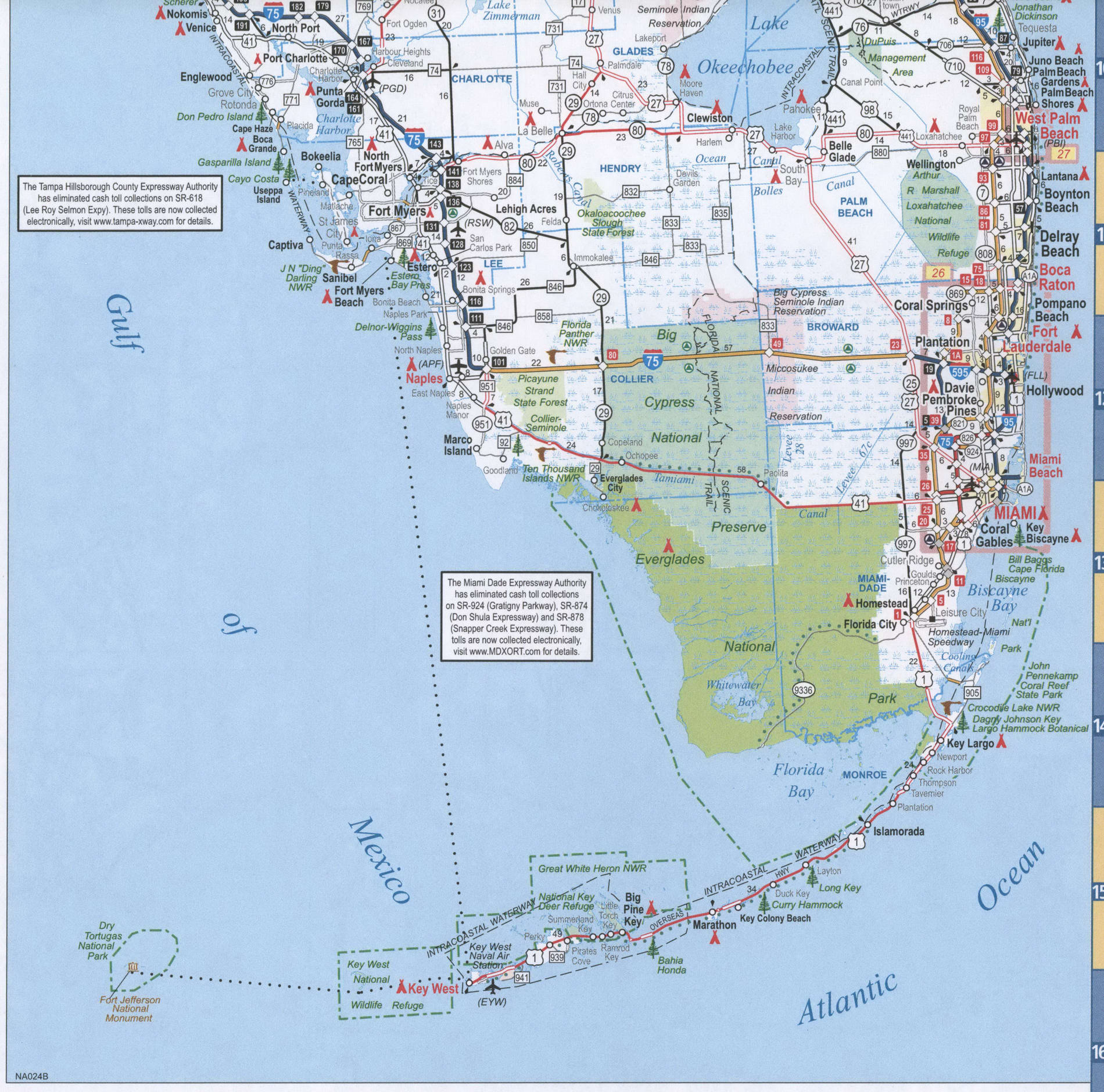 South of Florida state road map image. Detailed map of Southern Florida