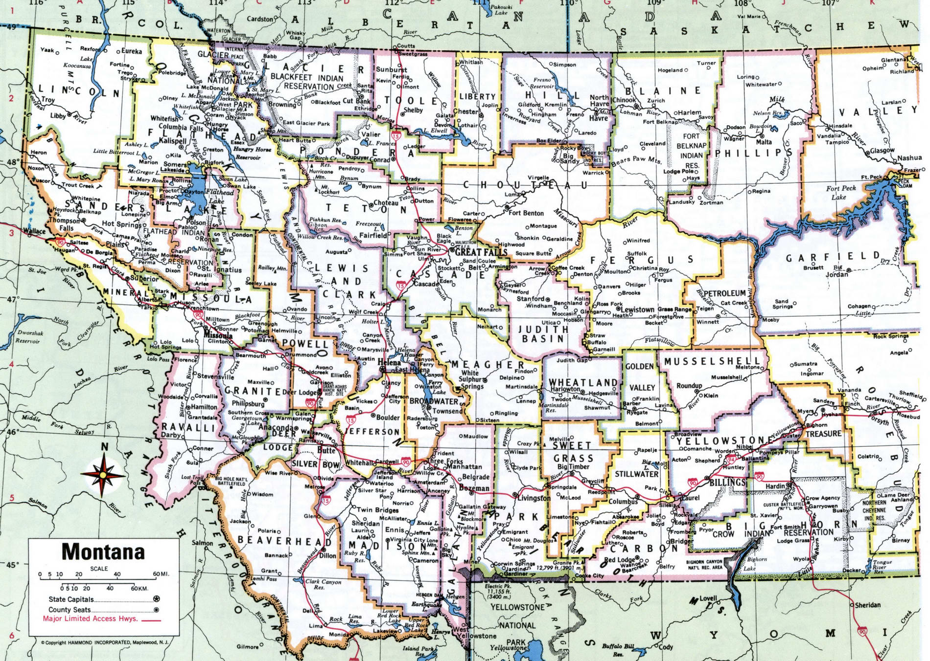County Western Montana map 