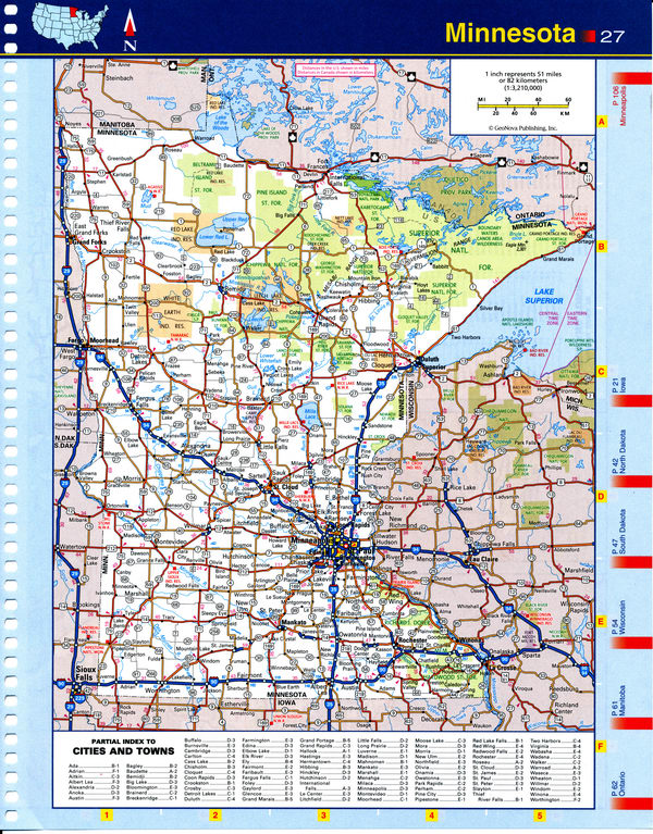 Map of Minnesota - national parks, reserves, recreation areas
