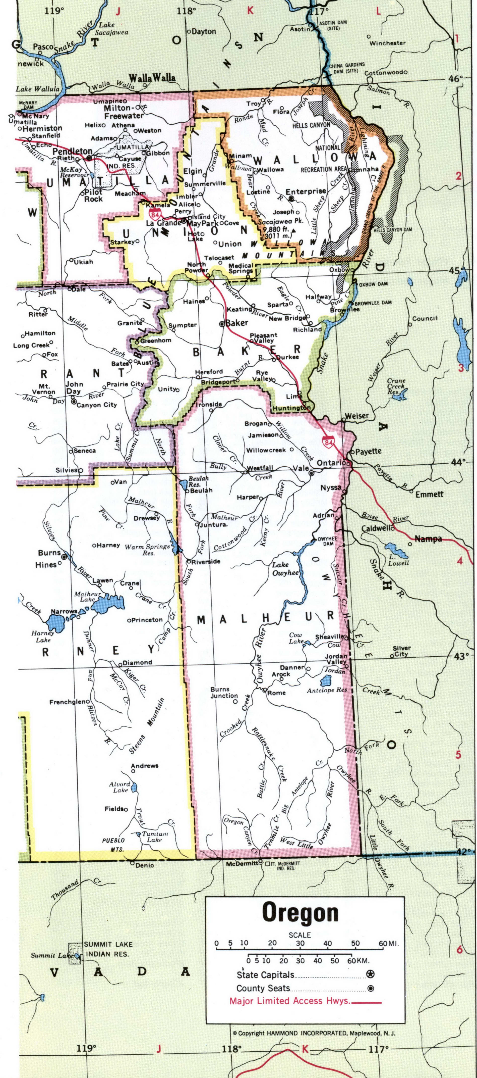 Map County Oregon Eastern path