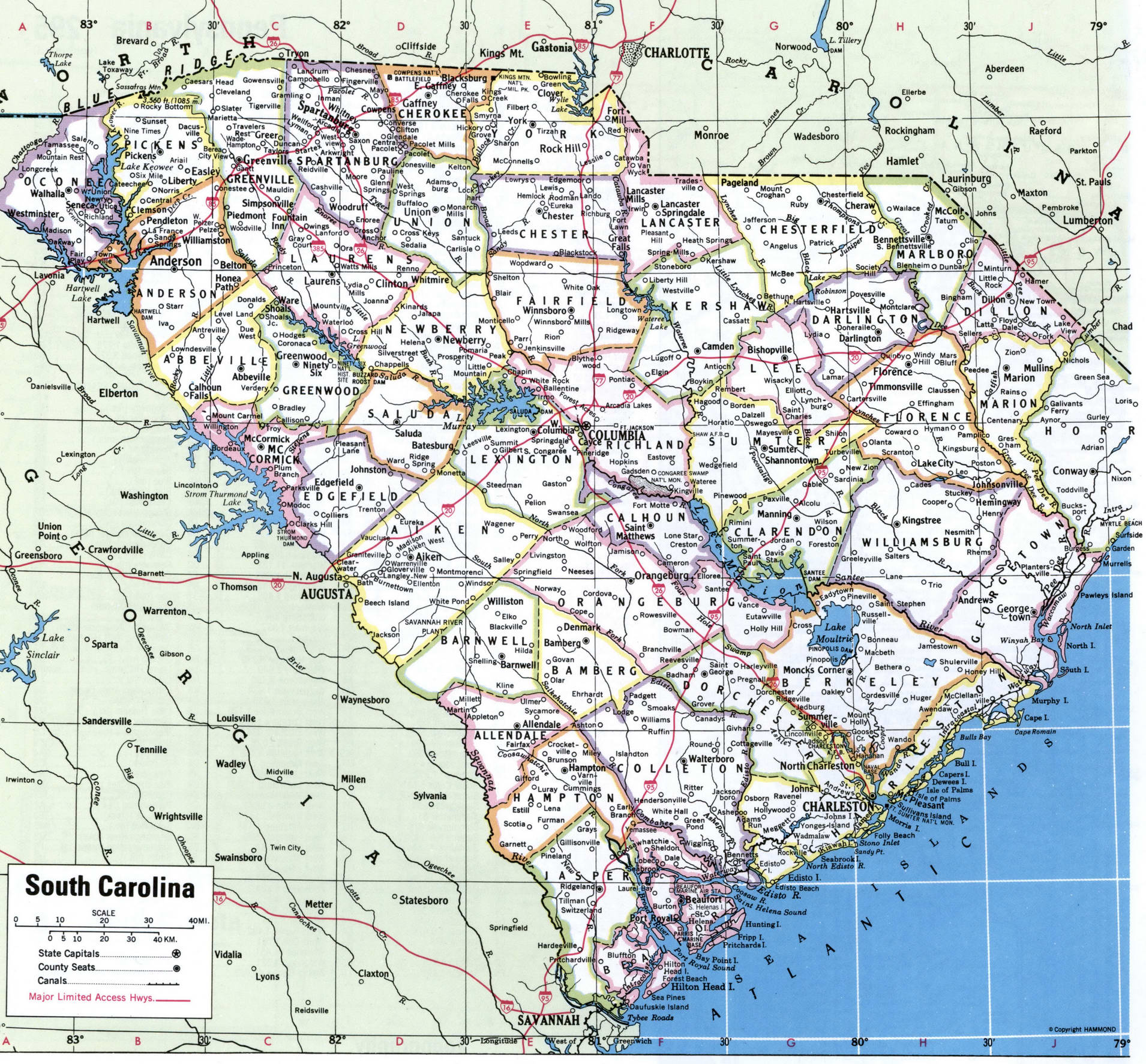 South Carolina county map
