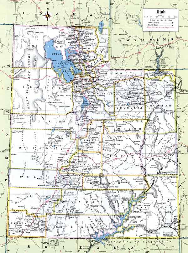 Map Counties of Utah state