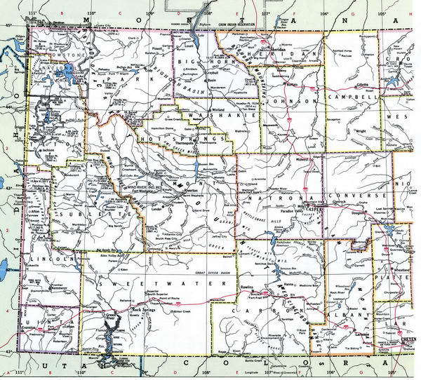 Counties of Wyoming state map