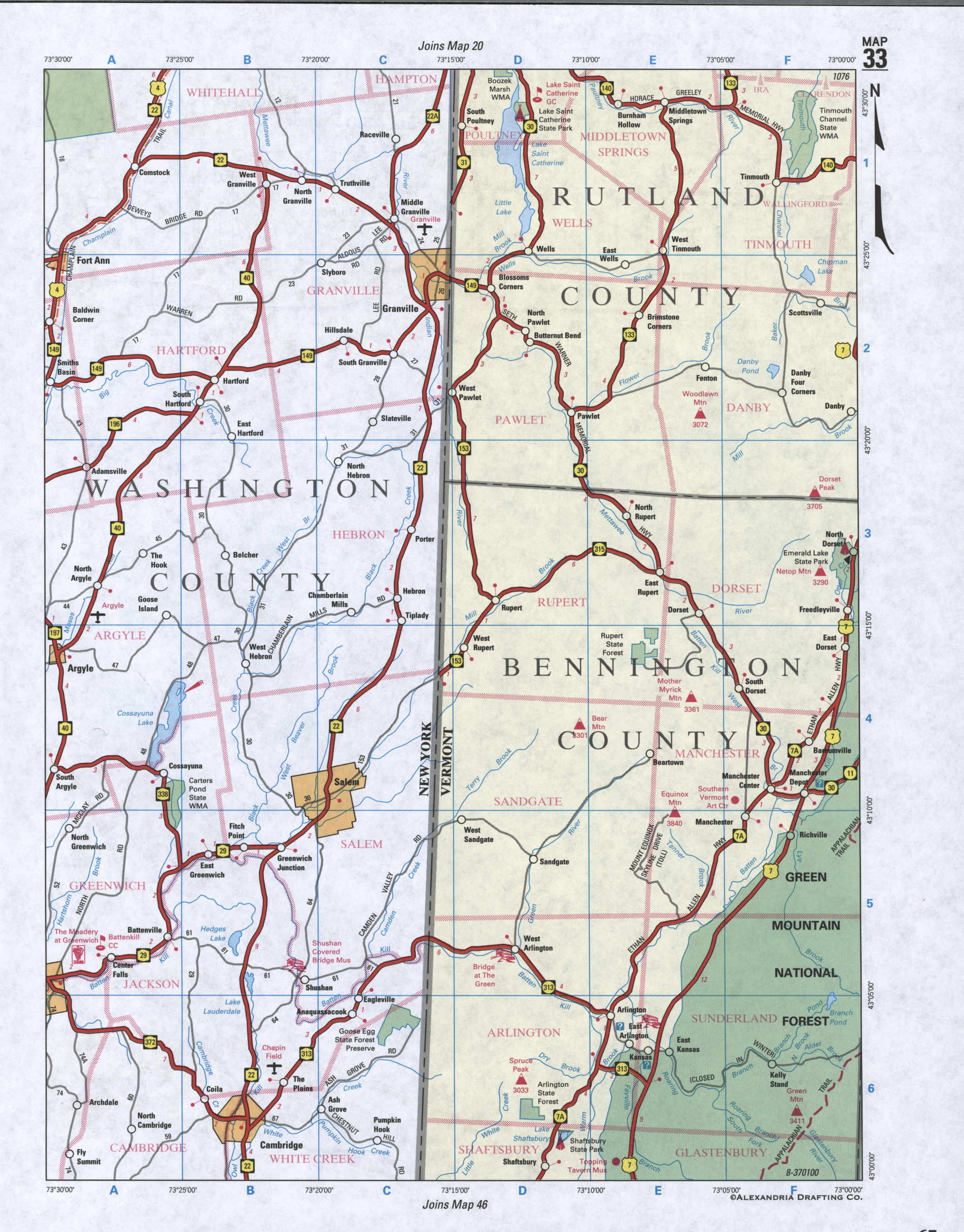 Map of Washington County, New York state