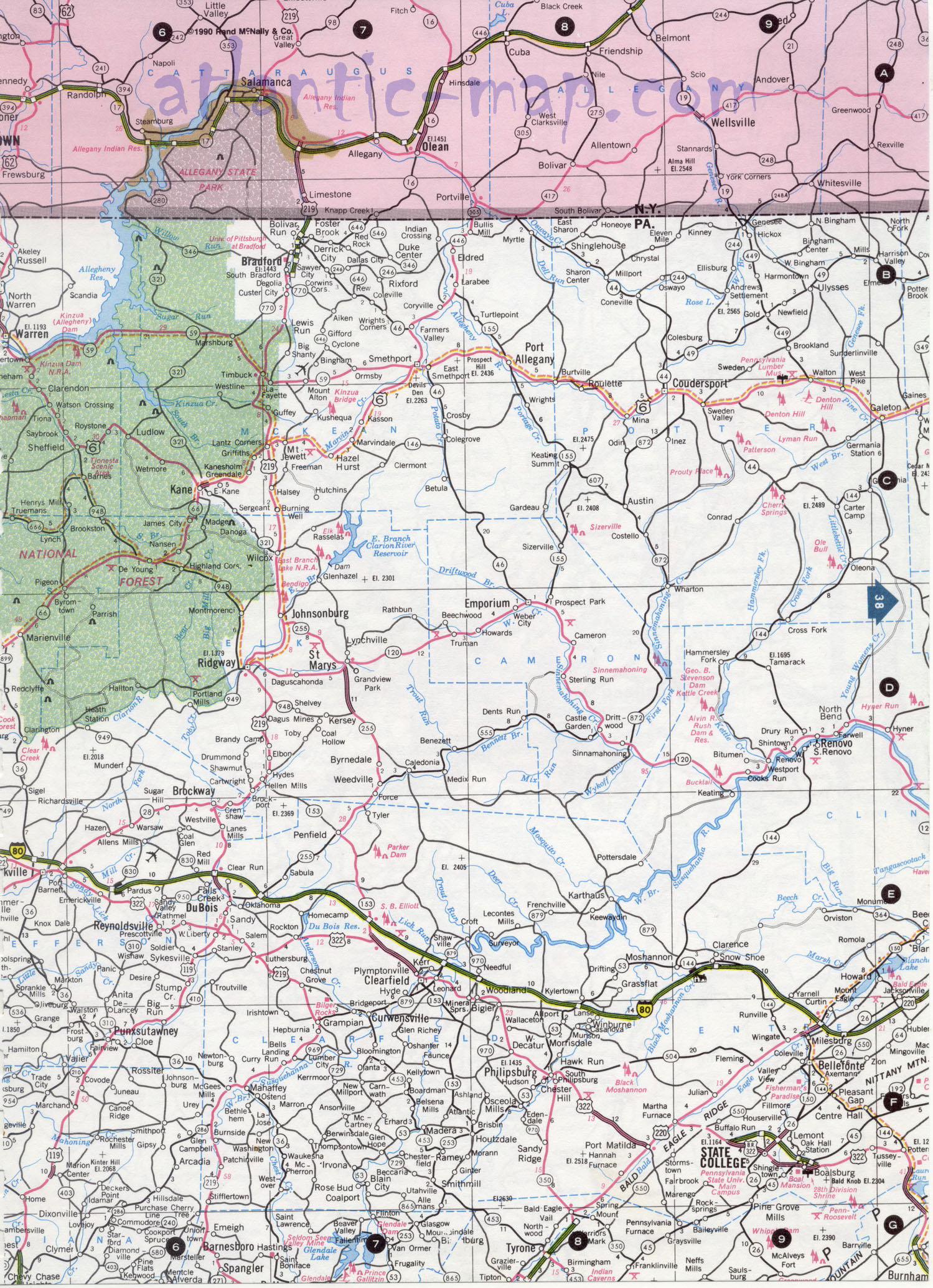 Northwest Pennsylvania state road map