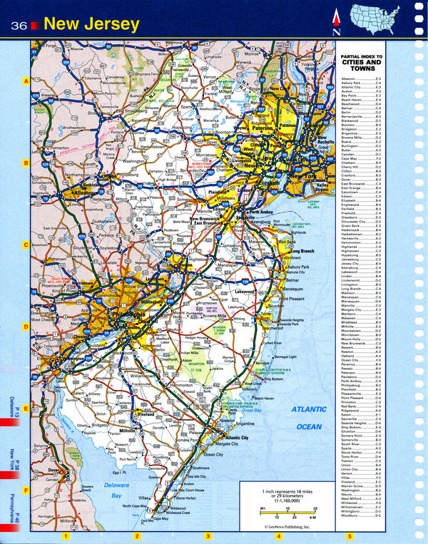 Map of New Jersey state - national parks, reserves, recreation areas