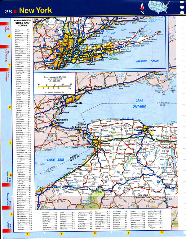Map of New York state - national parks, reserves, recreation areas