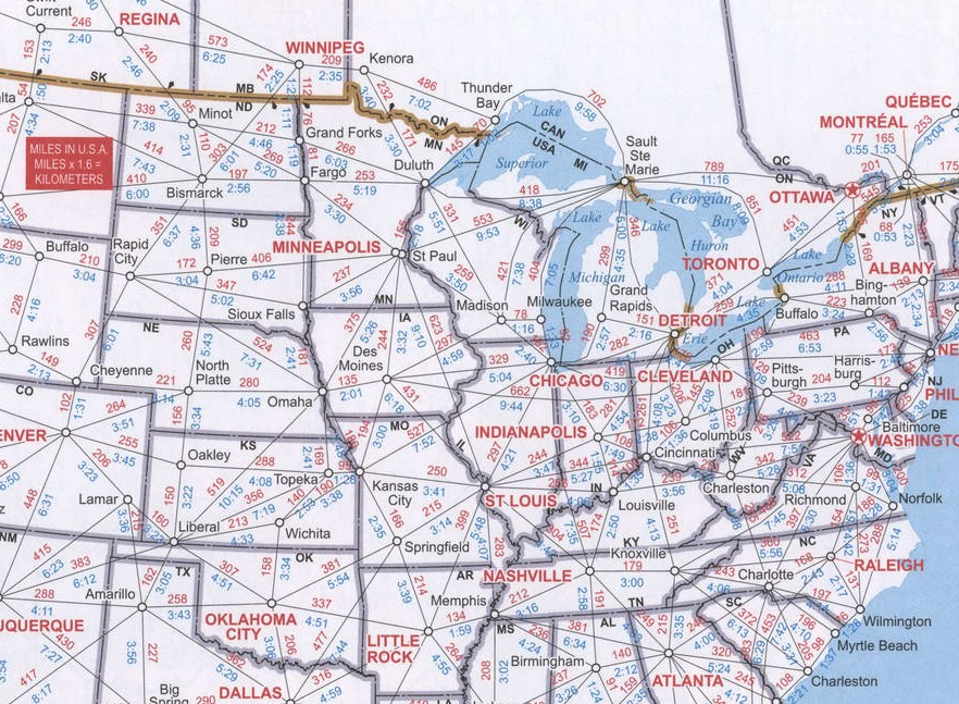 Map of Middle West region of USA