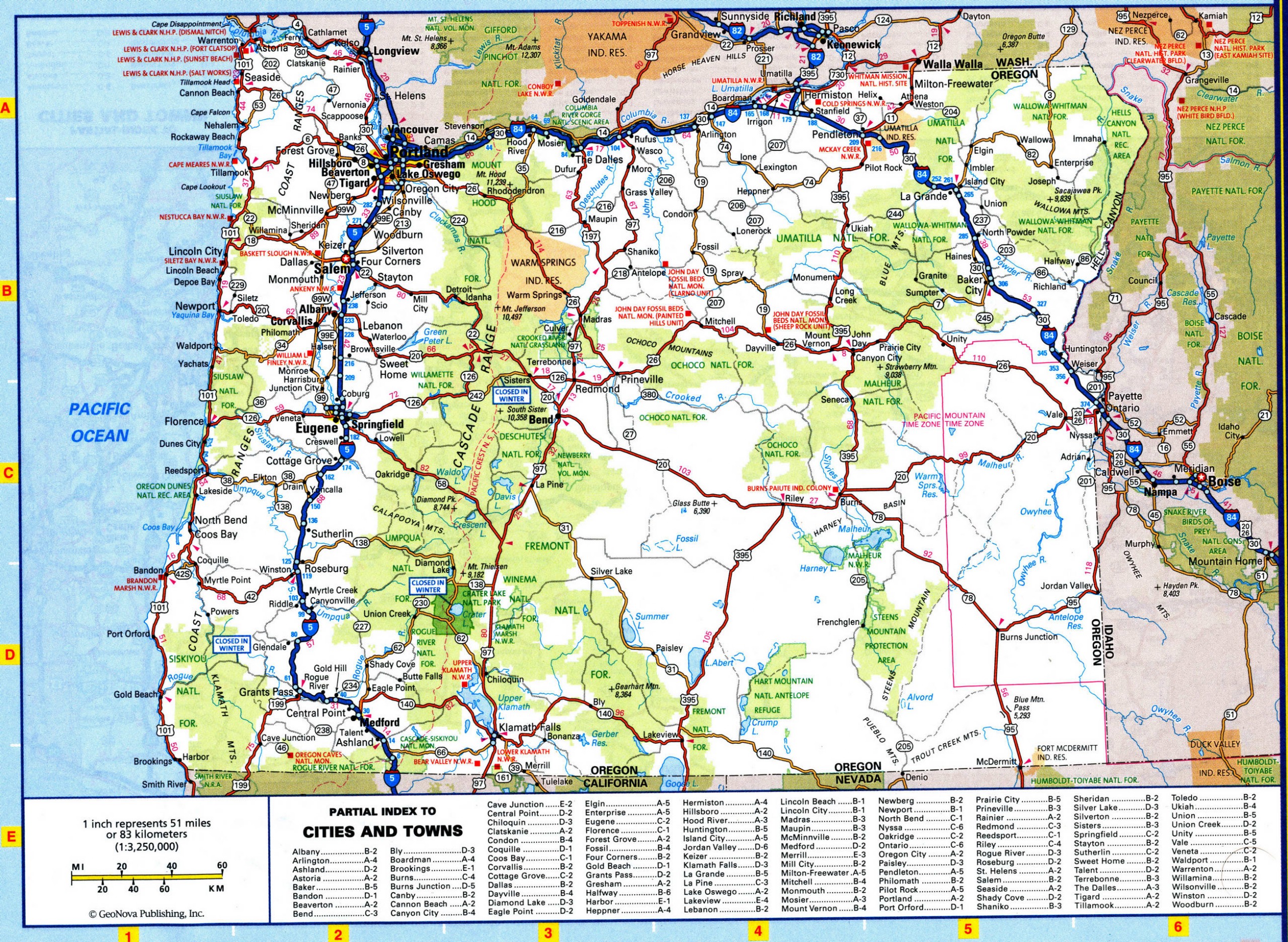 Oregon Map With Rivers And Lakes Parks And Recreation Area