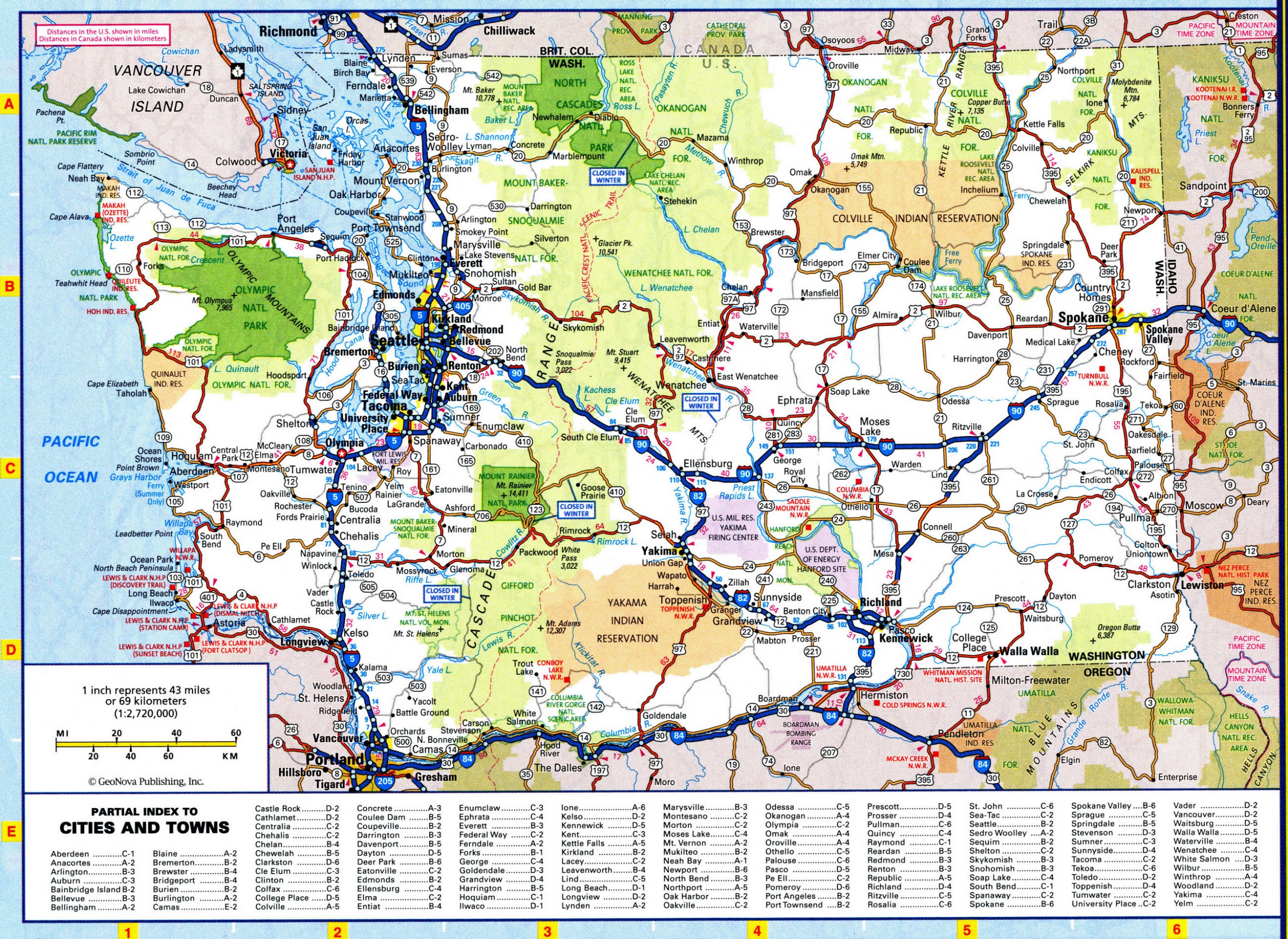 Washington map with national parks