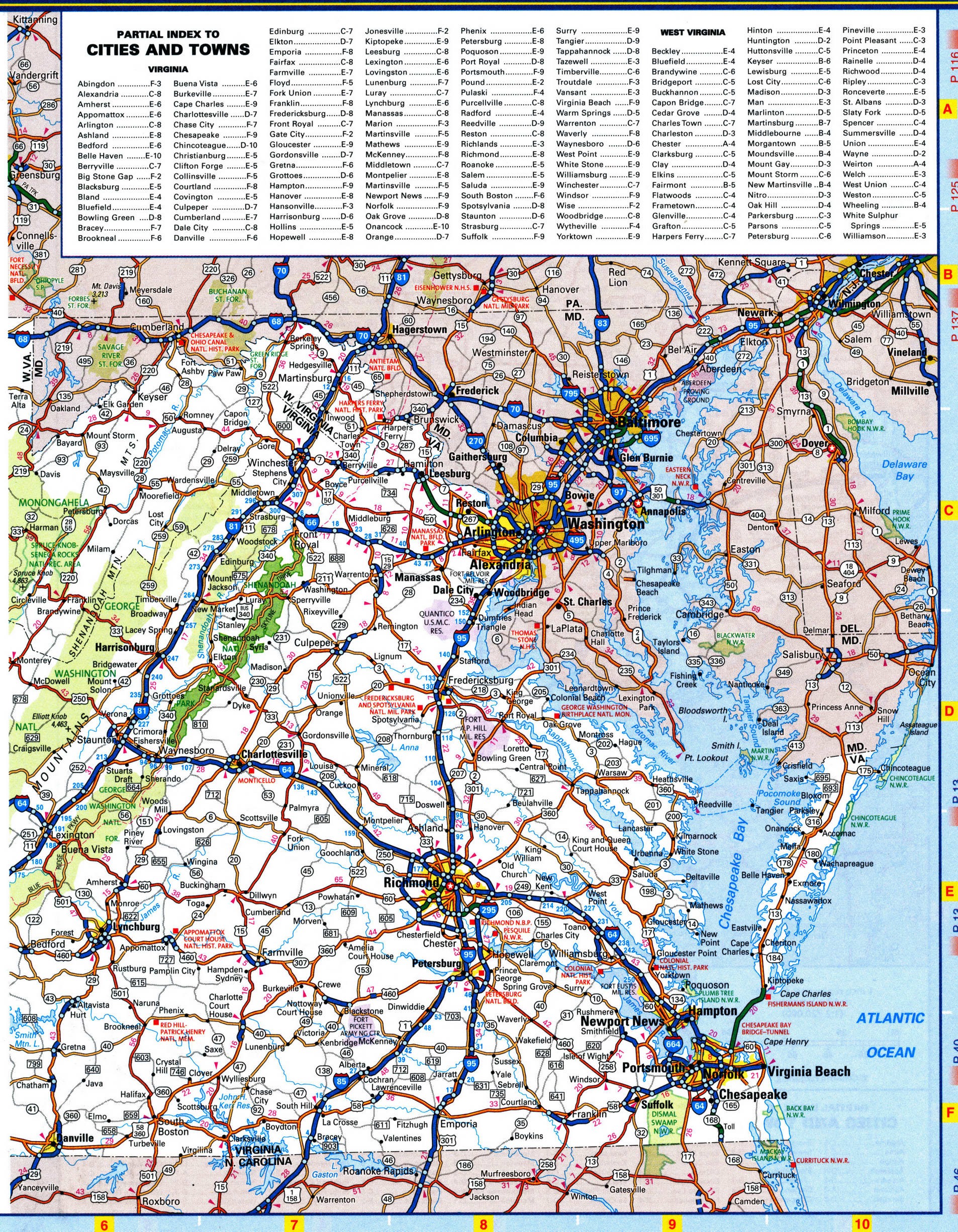 Virginia map national parks