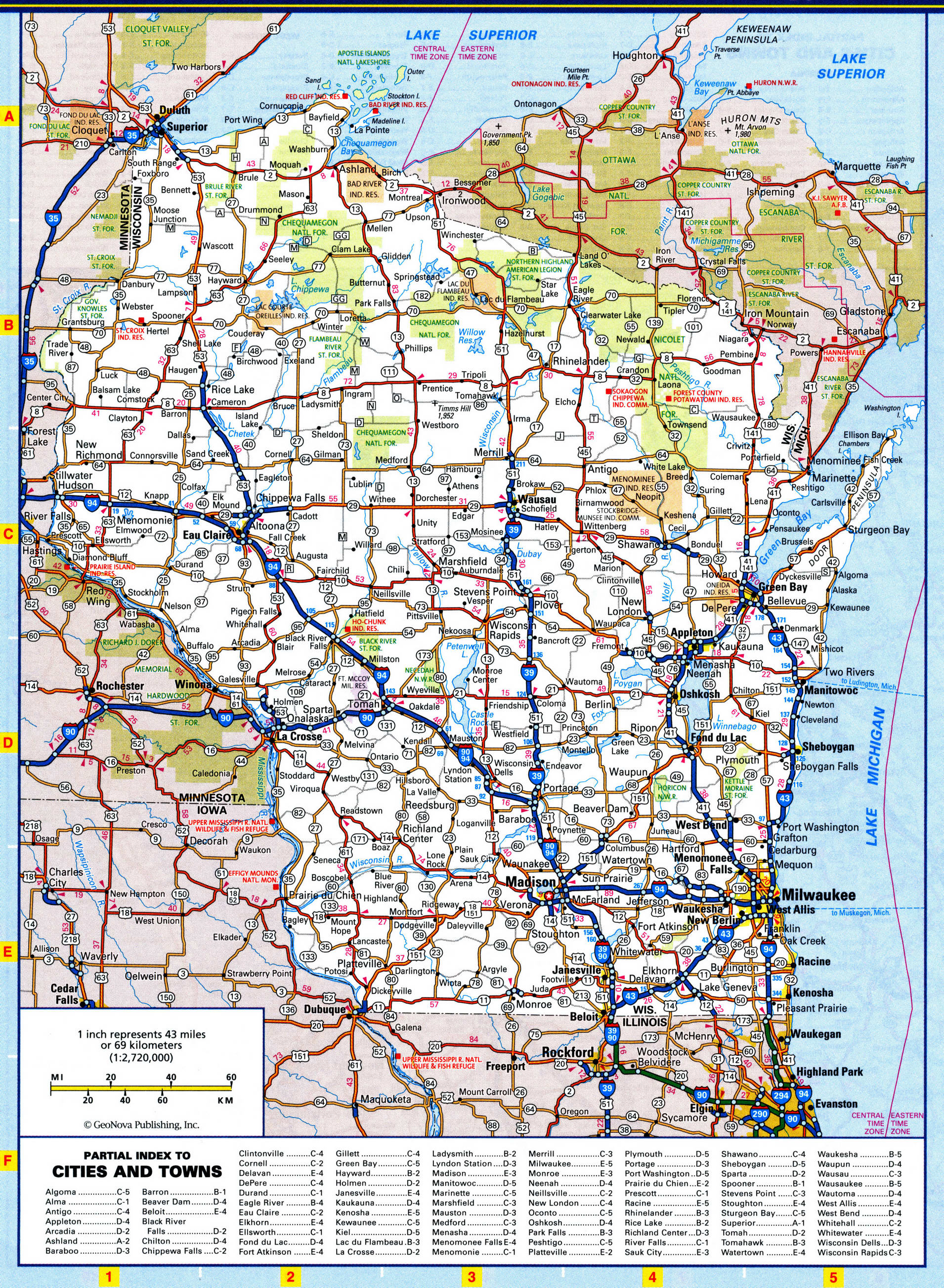 Wisconsin map with national parks