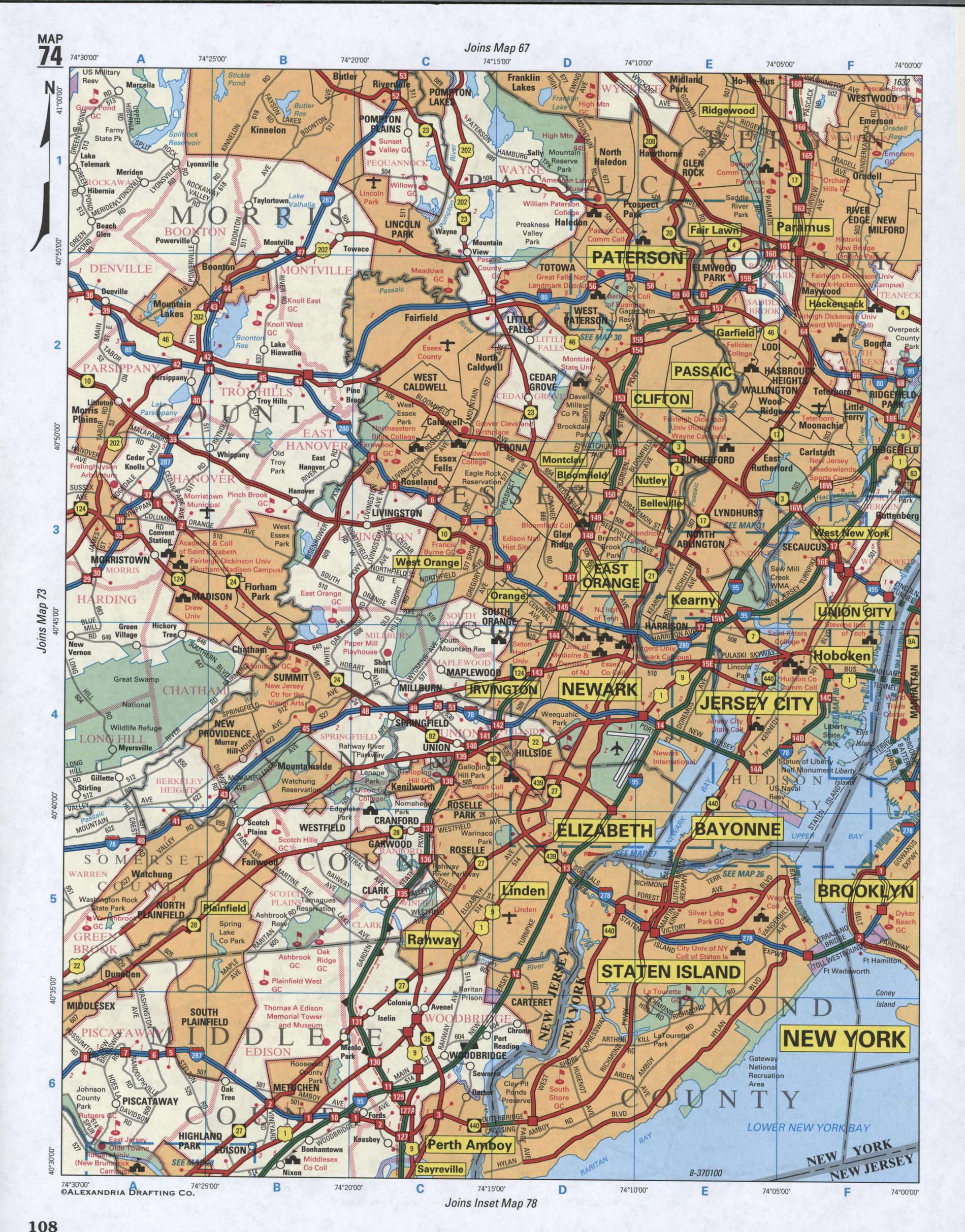 Map of Richmond County, New York state