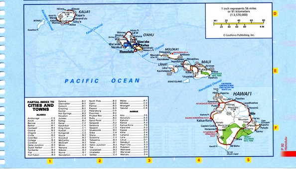 Map of Hawaii state - national parks, reserves, recreation areas