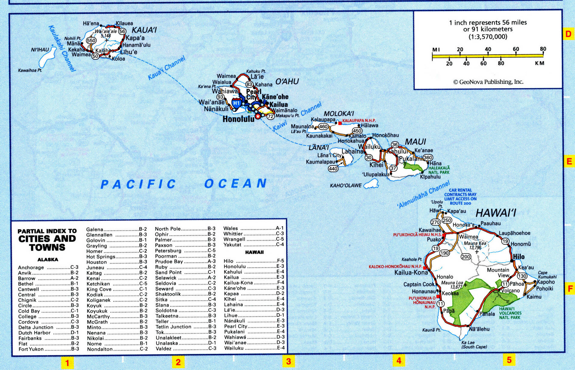 Detailed map of the highways of Hawaii. Hawaii map with national and states parks