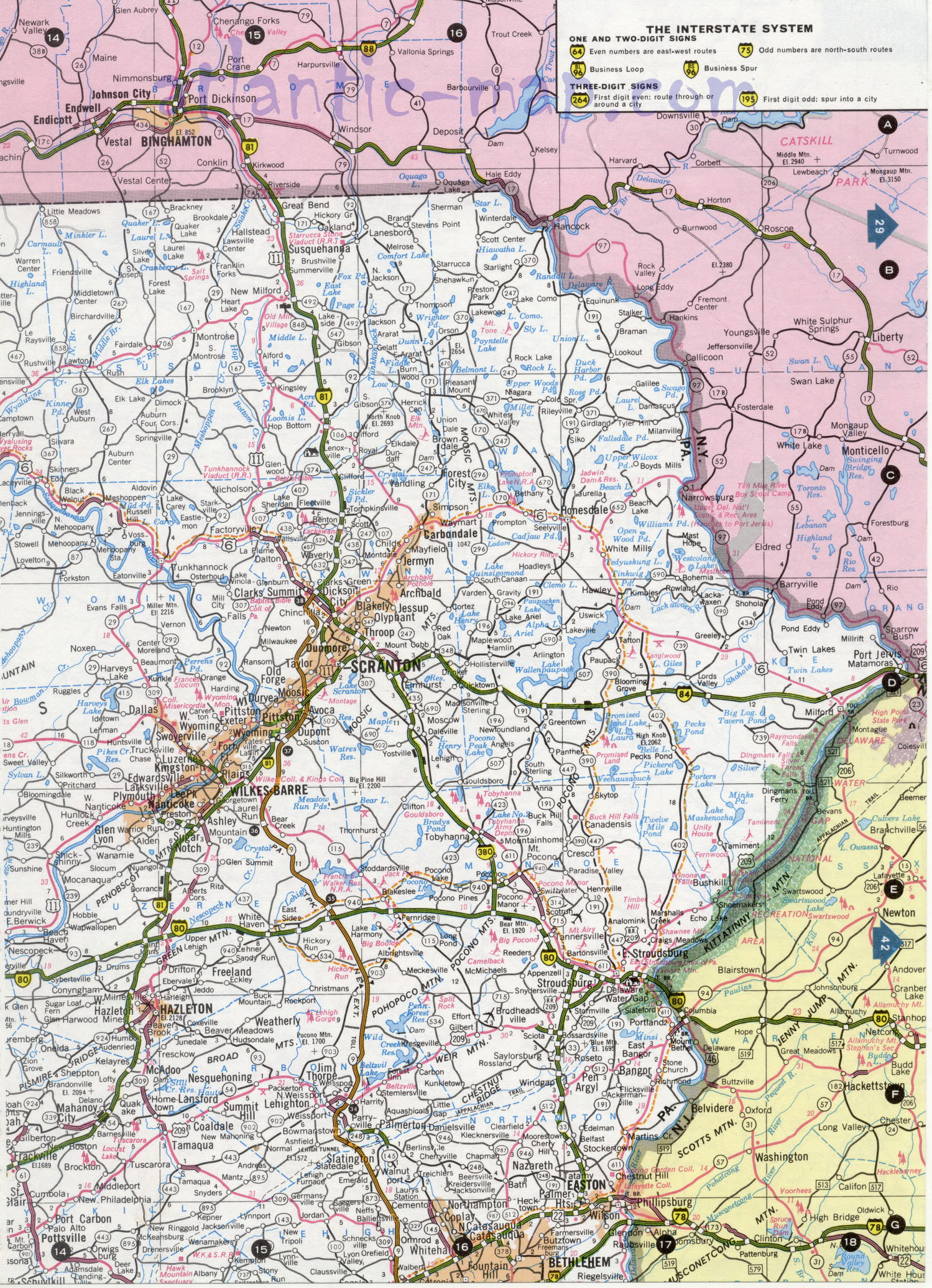 Northeast Pennsylvania state road map