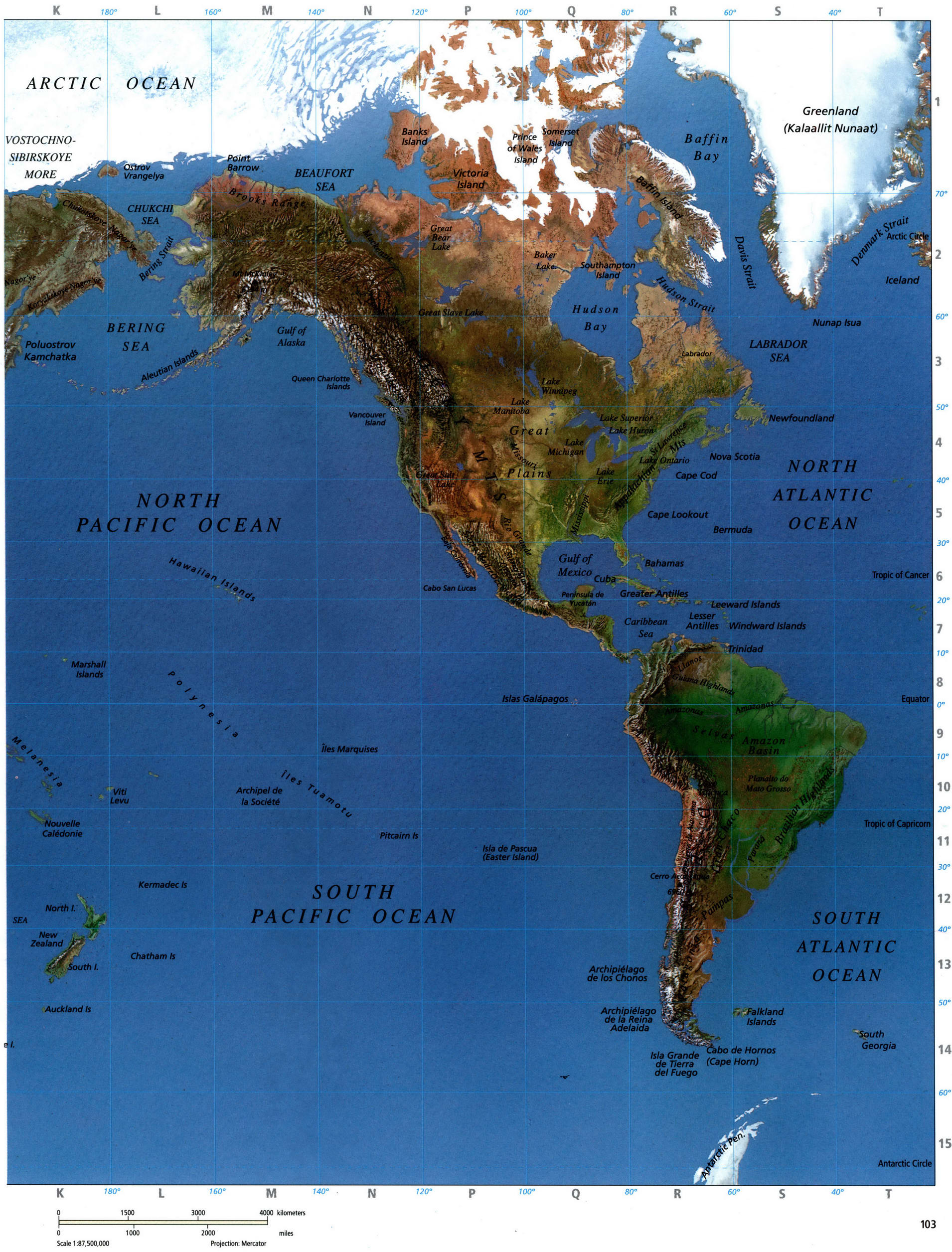 Physical map of the World