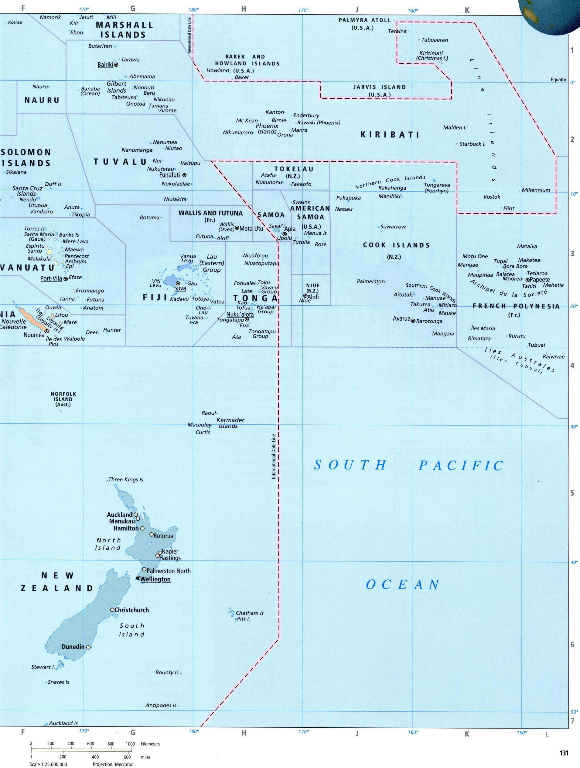 Detailed political map of Australia and Oceania
