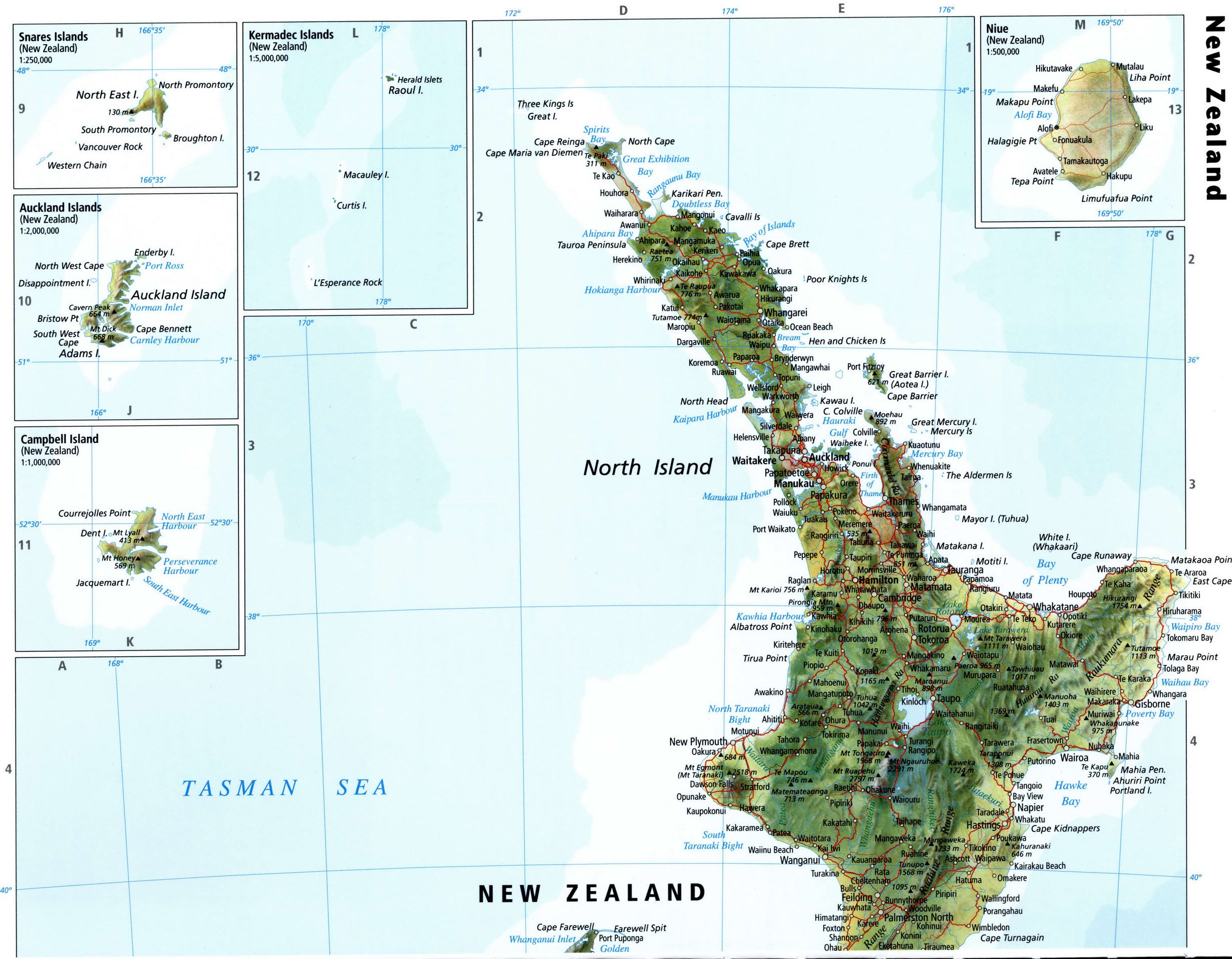new zealand physical map