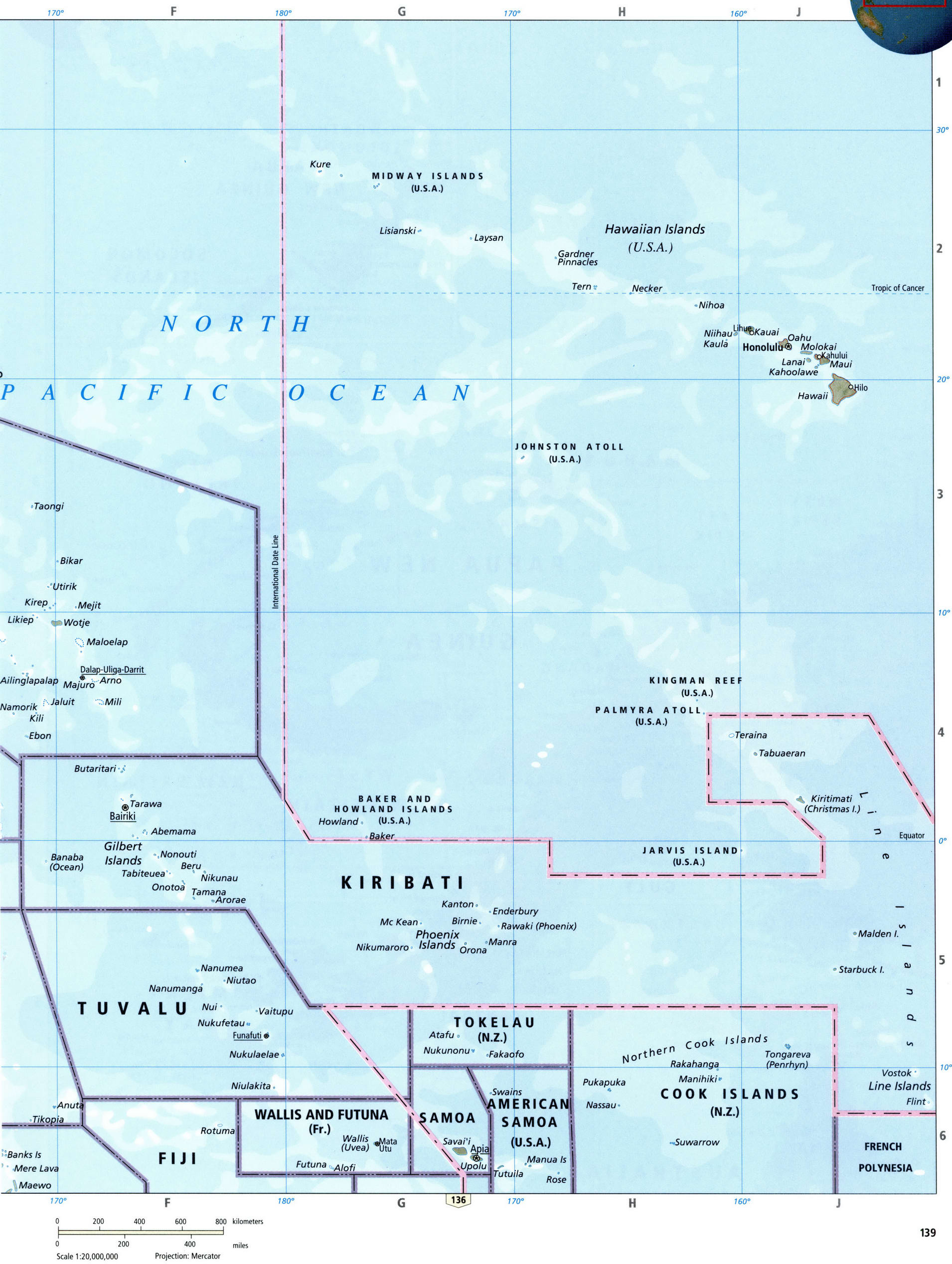 North Pacific ocean detailed map