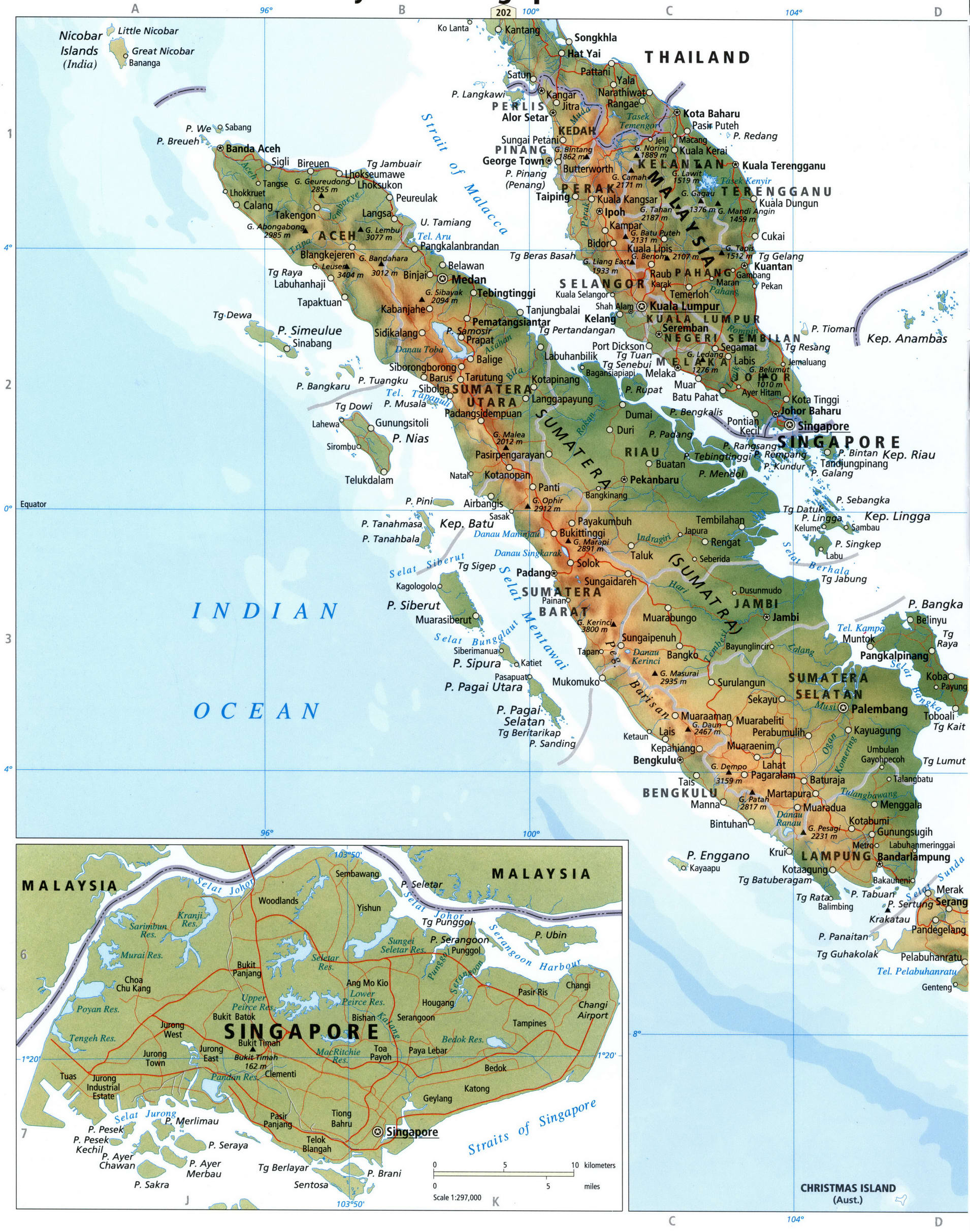 West Indonesia physical map