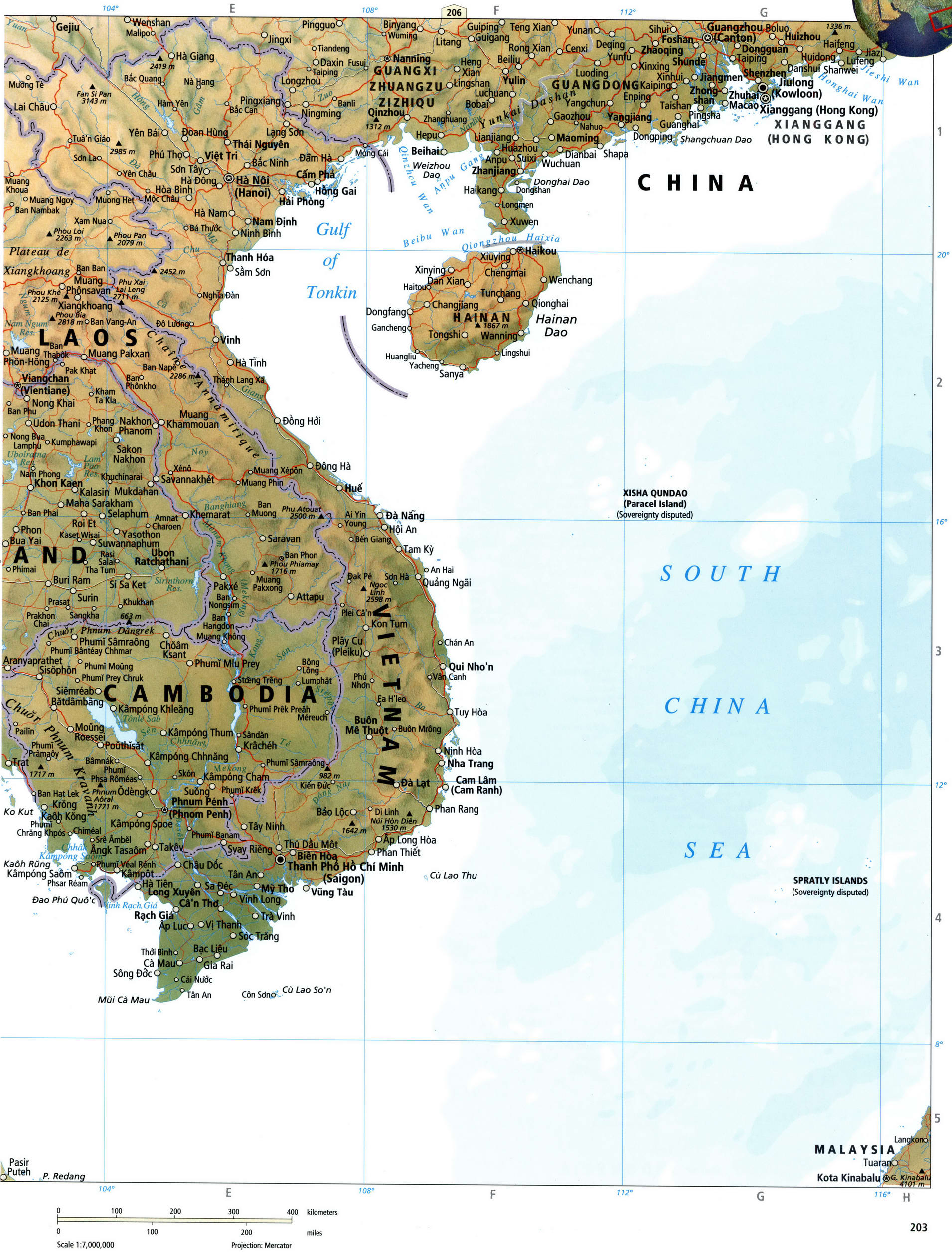 Cambodia and Vietnam map