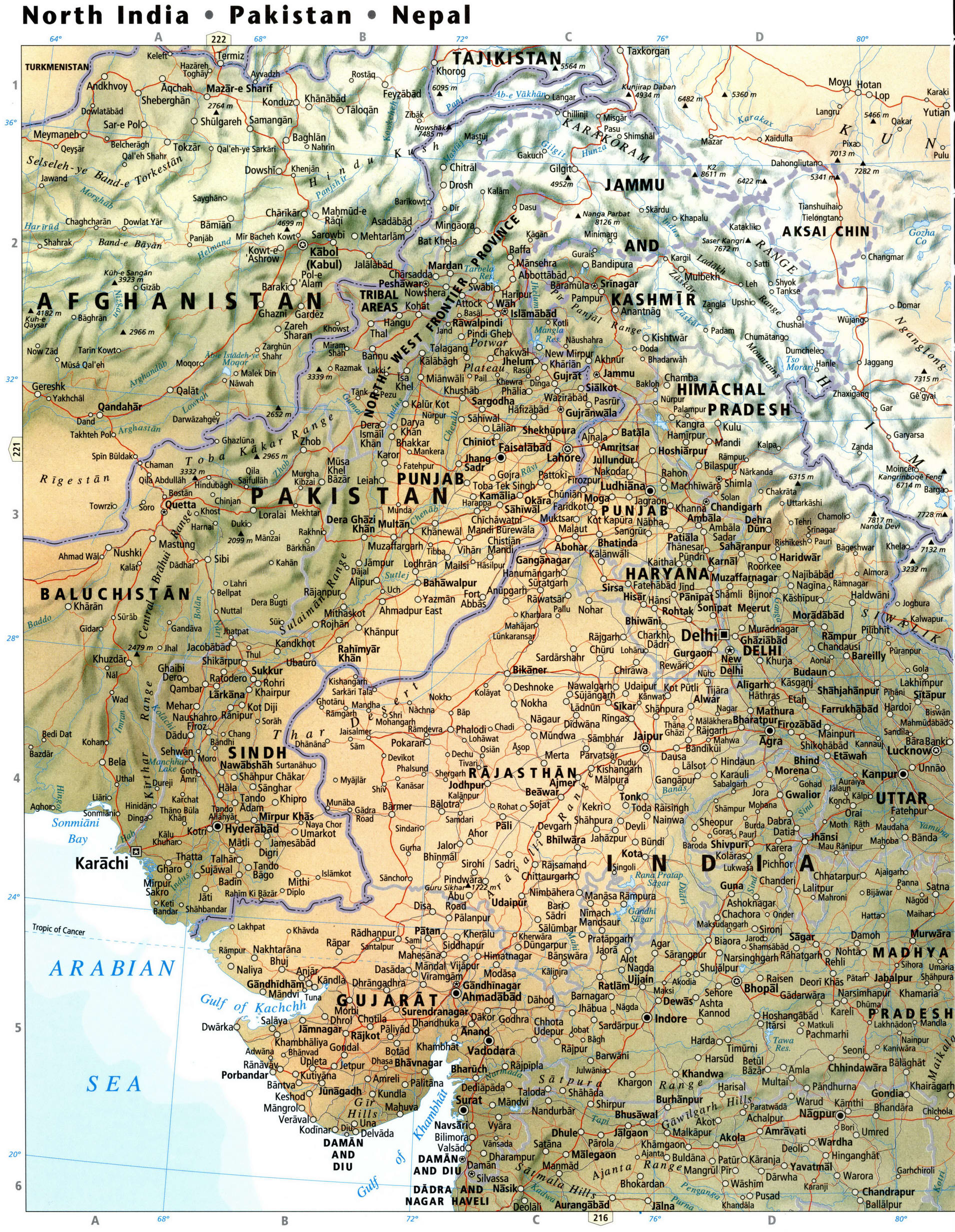 North India and Pakistan map