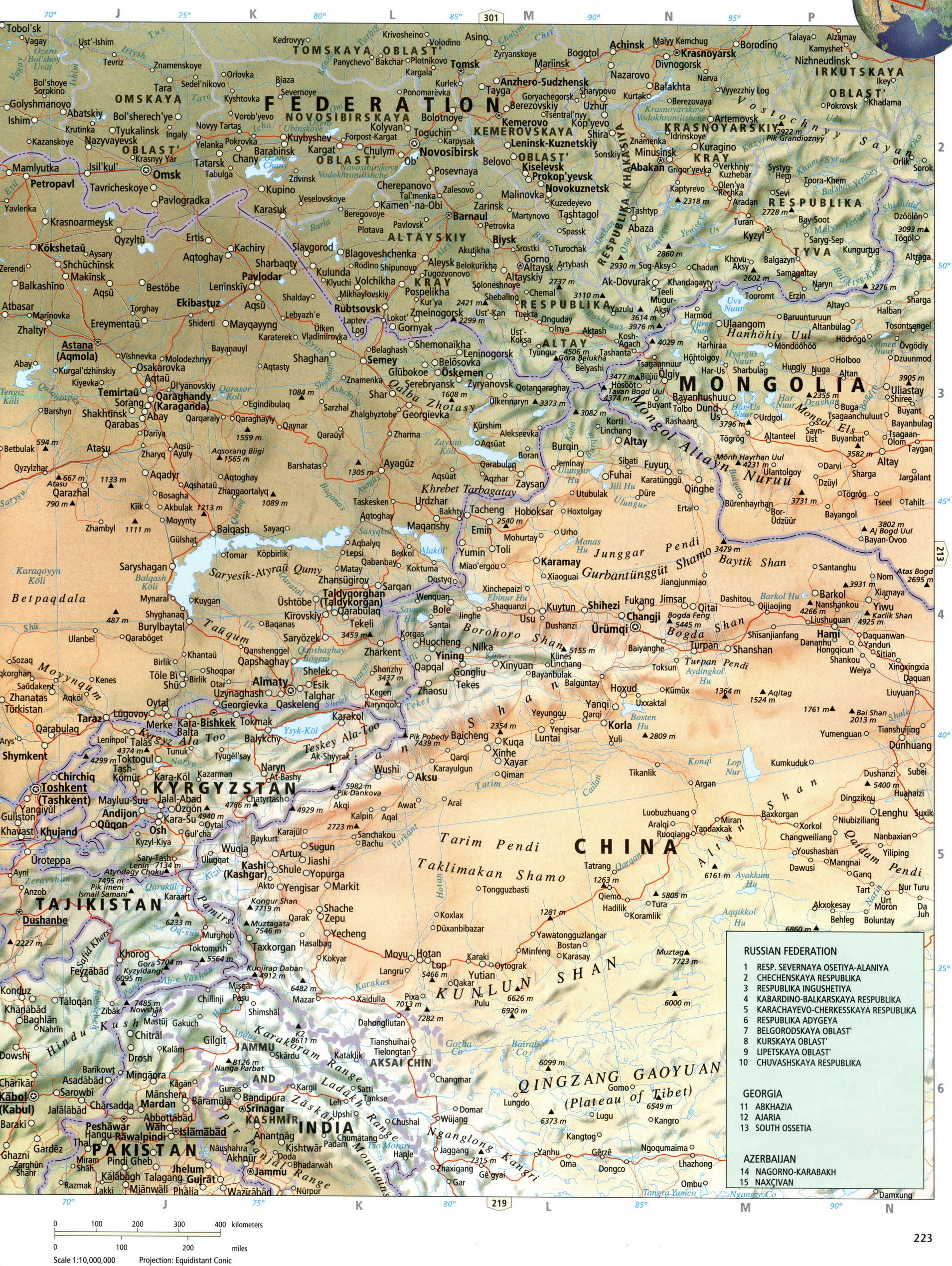 Kyrgyzstan, Tajikistan map