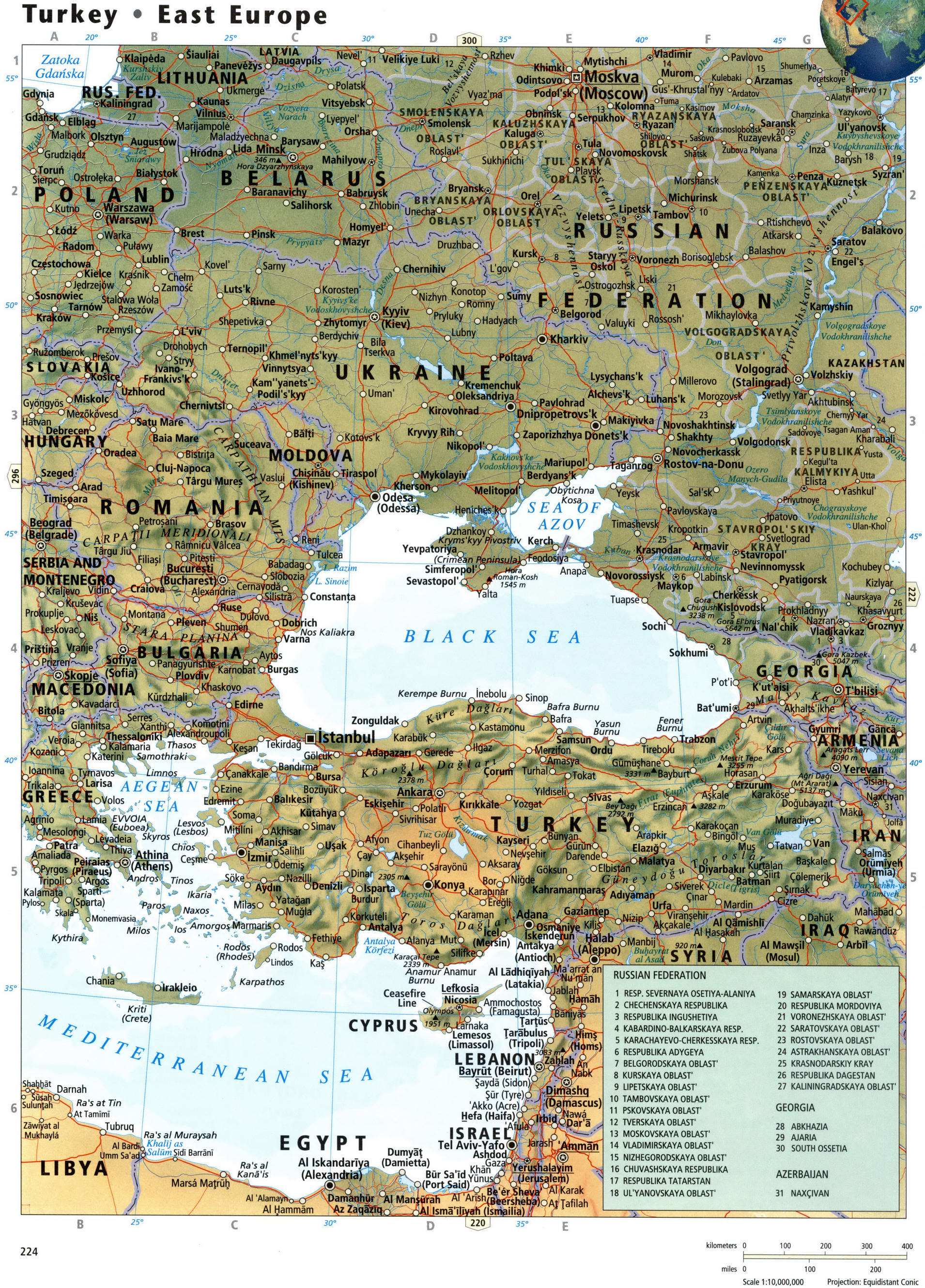 East Europe and Turkey map
