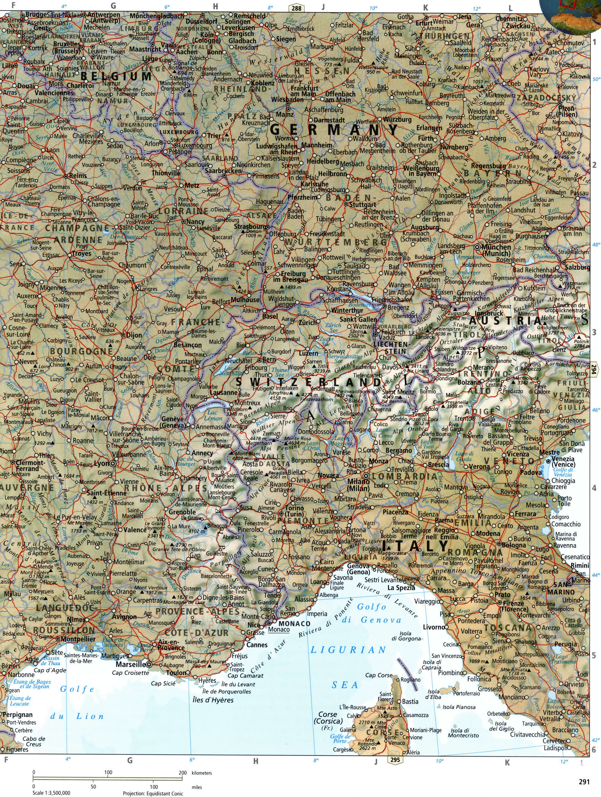 Eastern France map