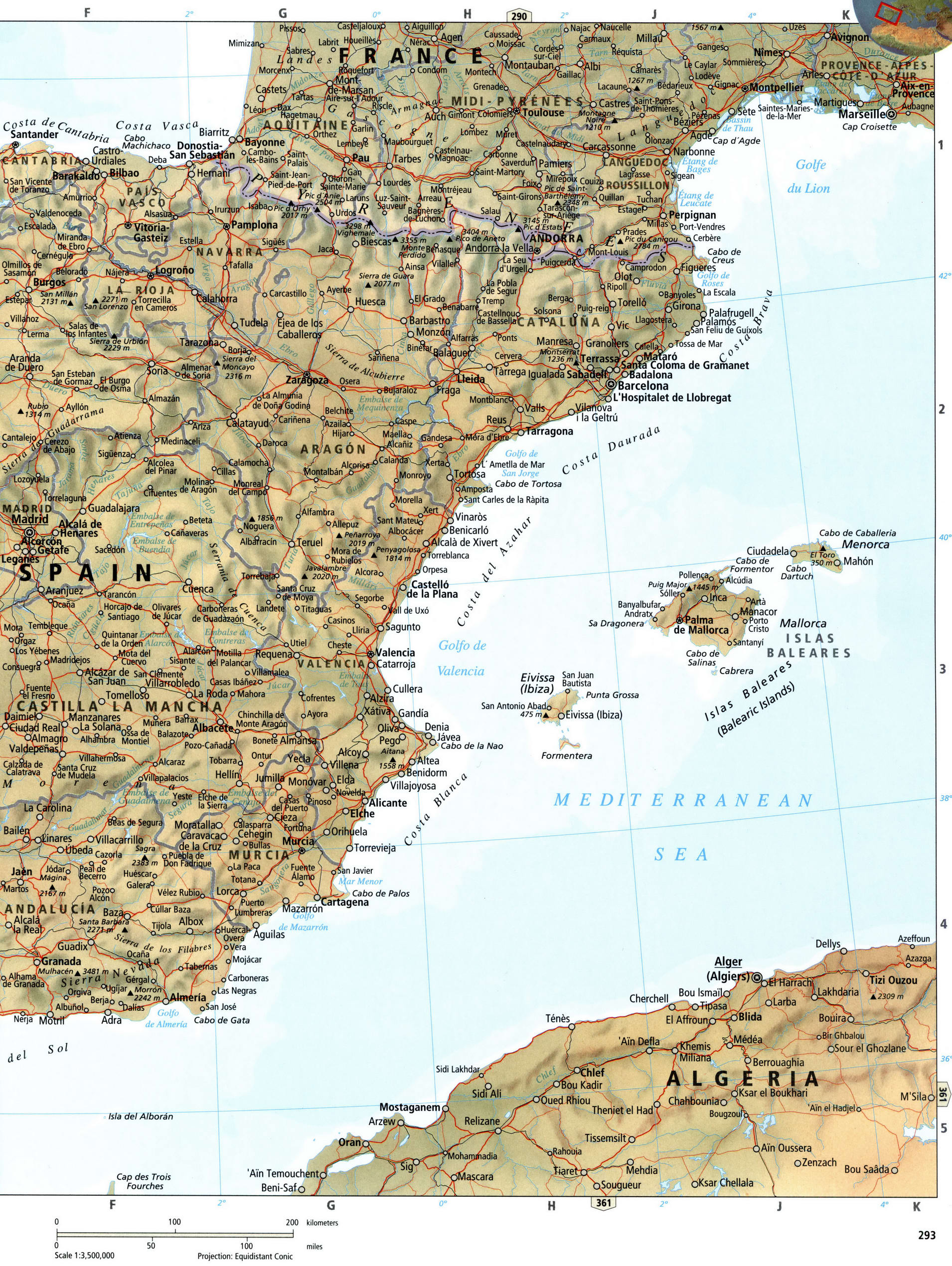 Eastern Spain map