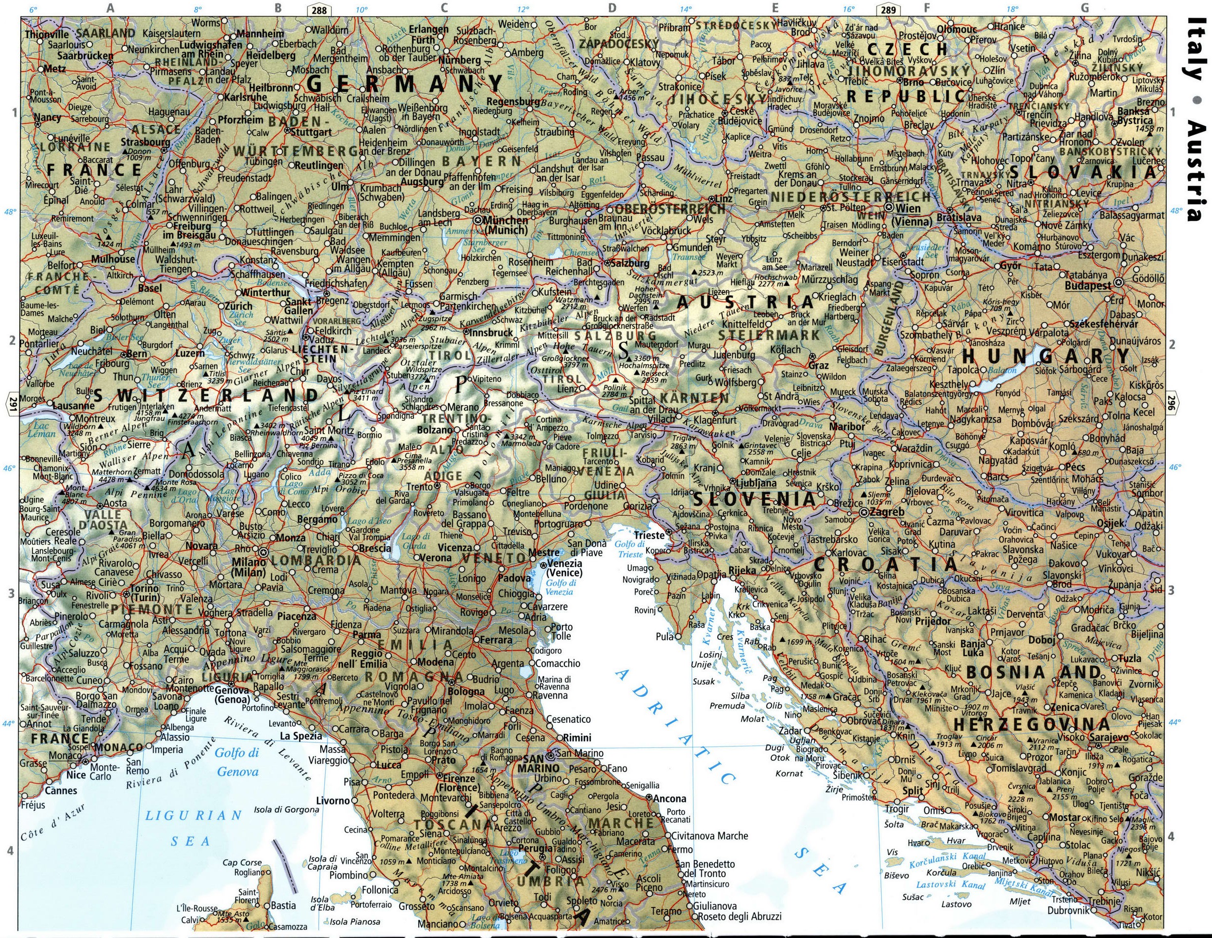 Austria physical map