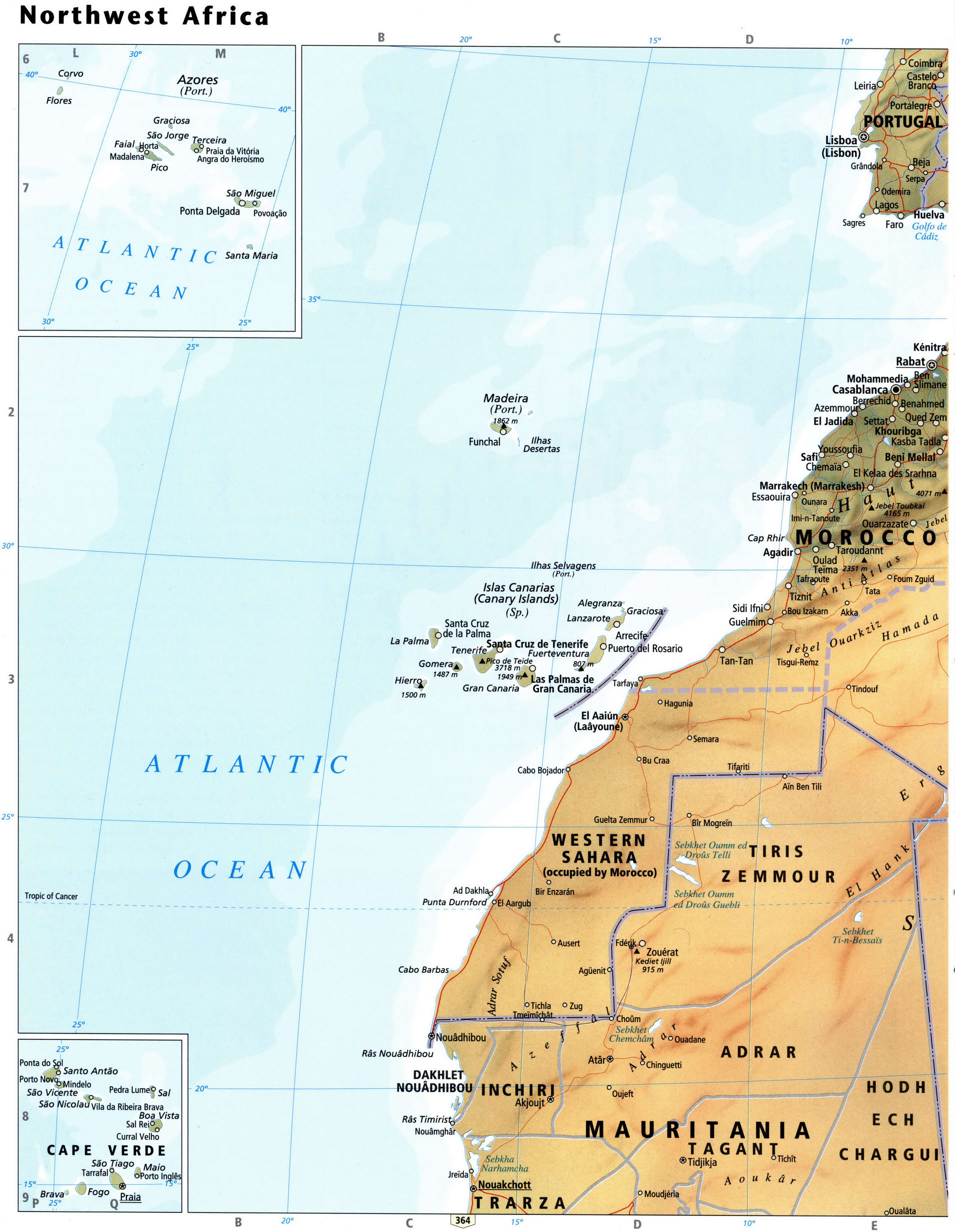 Northwest Africa physical map