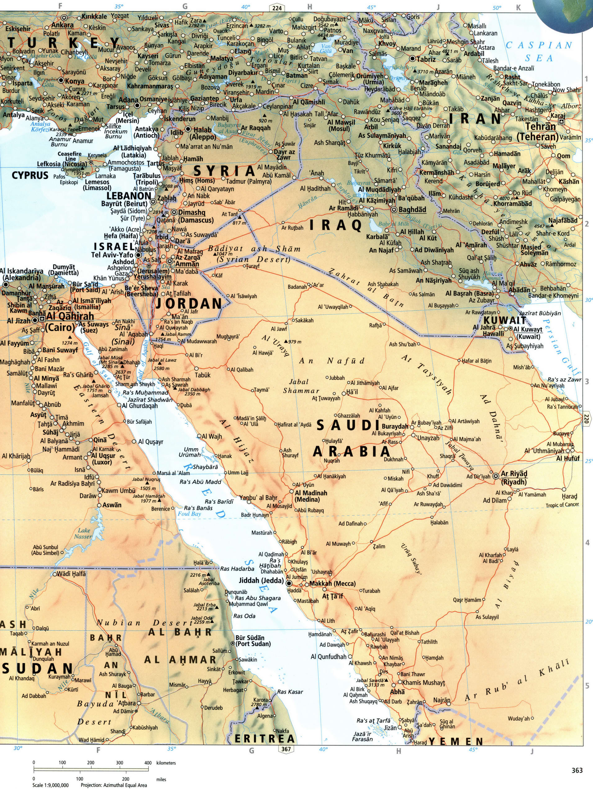 Egypt and North Sudan map