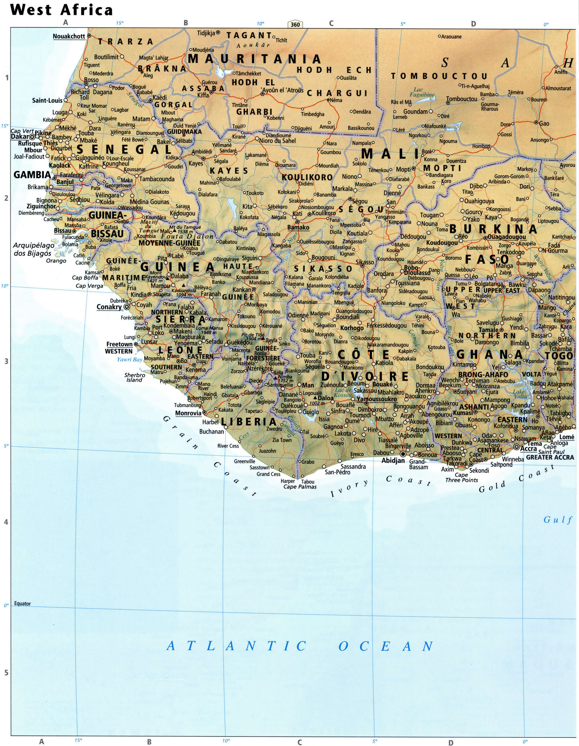 West Africa physical map
