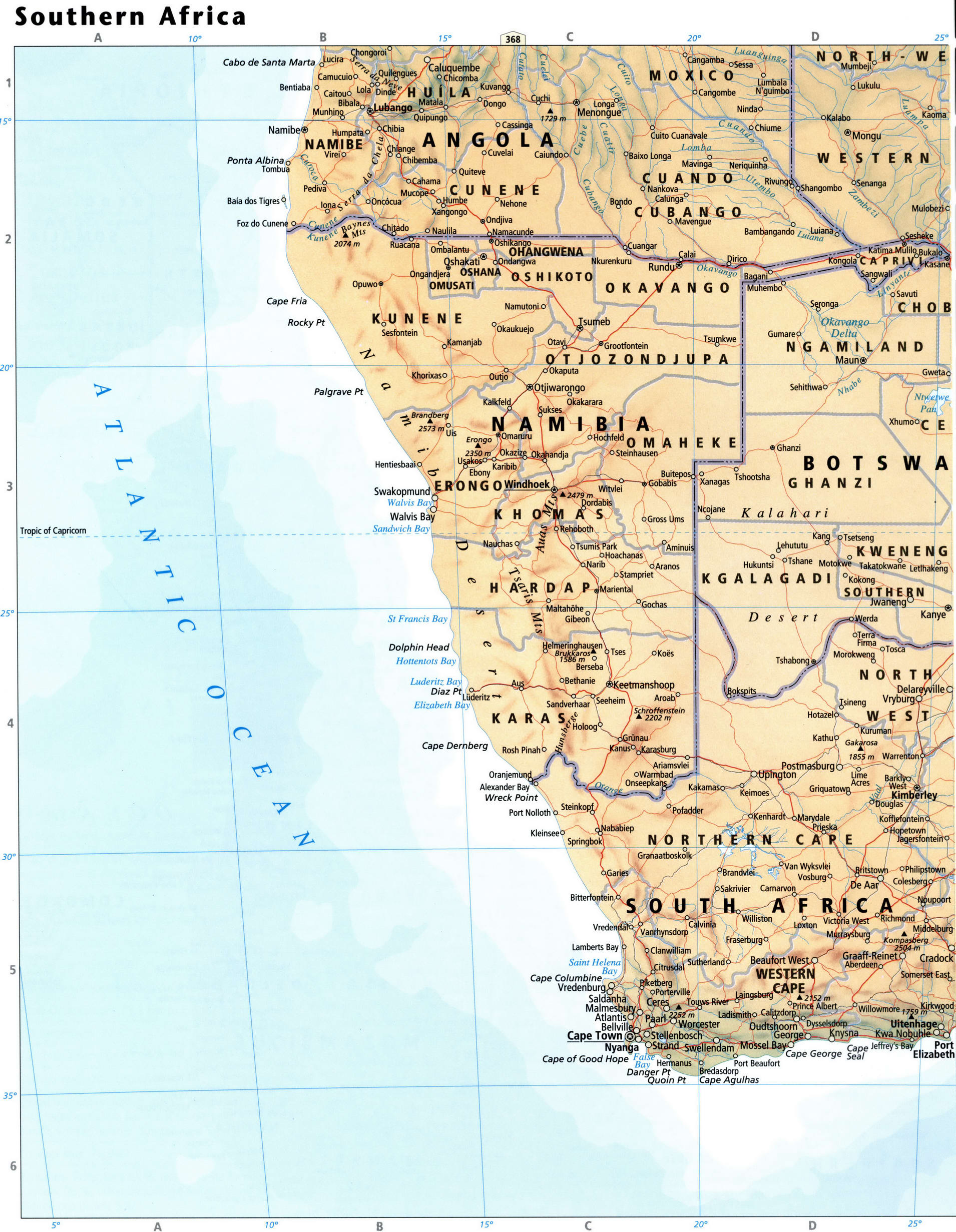 Namibia and Botswana map