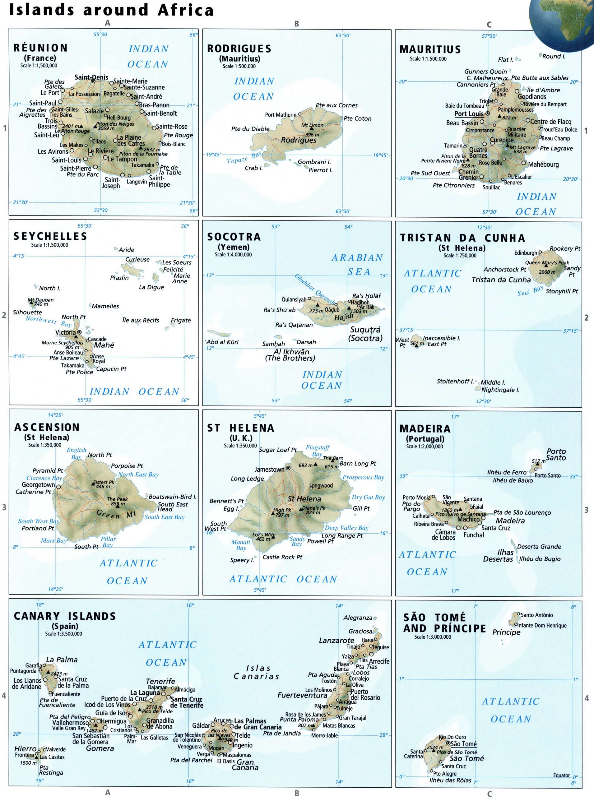 Islands around Africa map