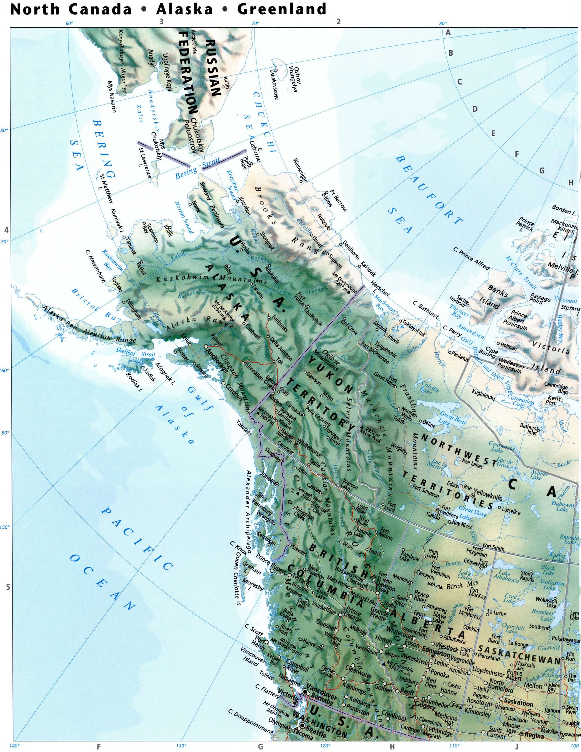 Notrh Canada and Alaska map
