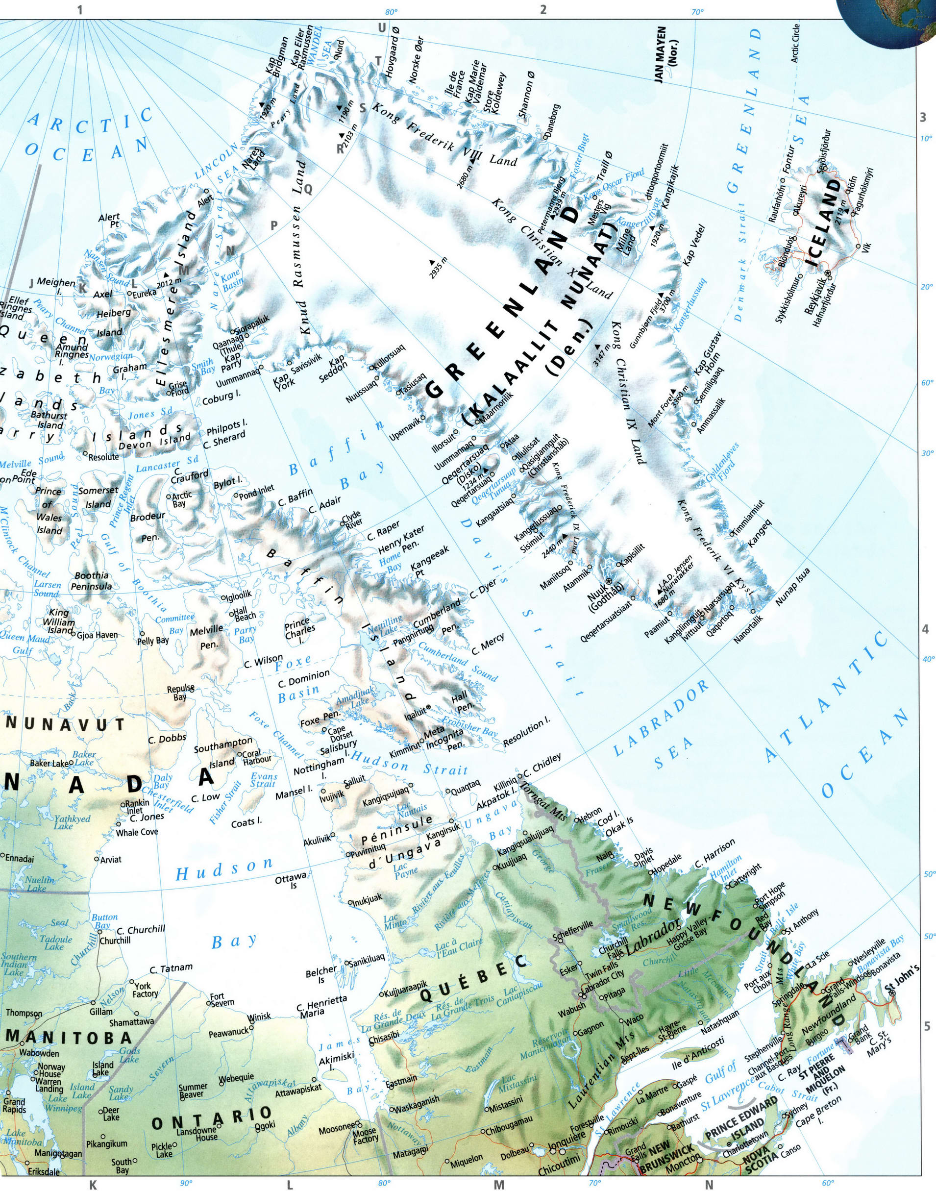 North Canada and Greenland map