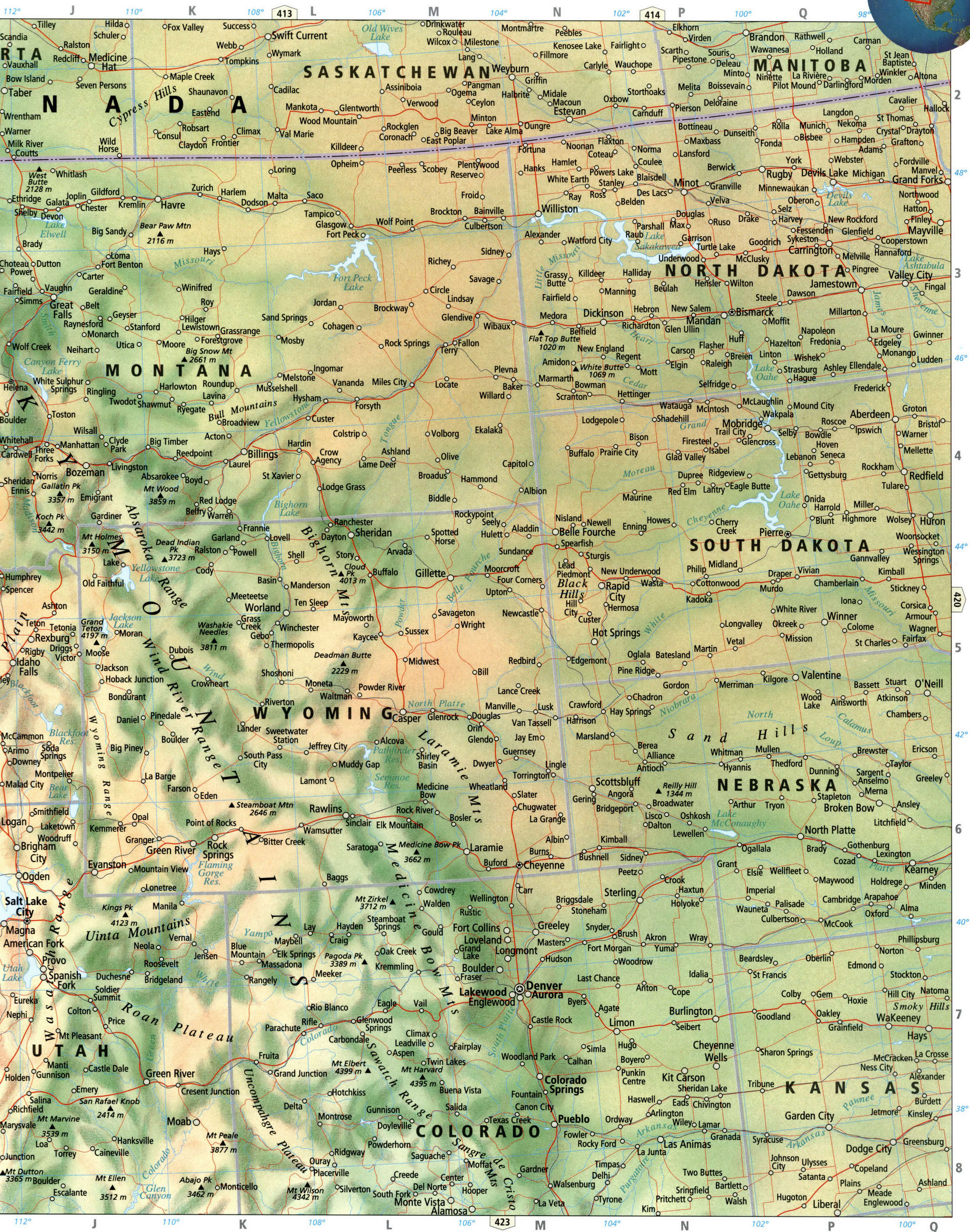 Montana and Wyoming map