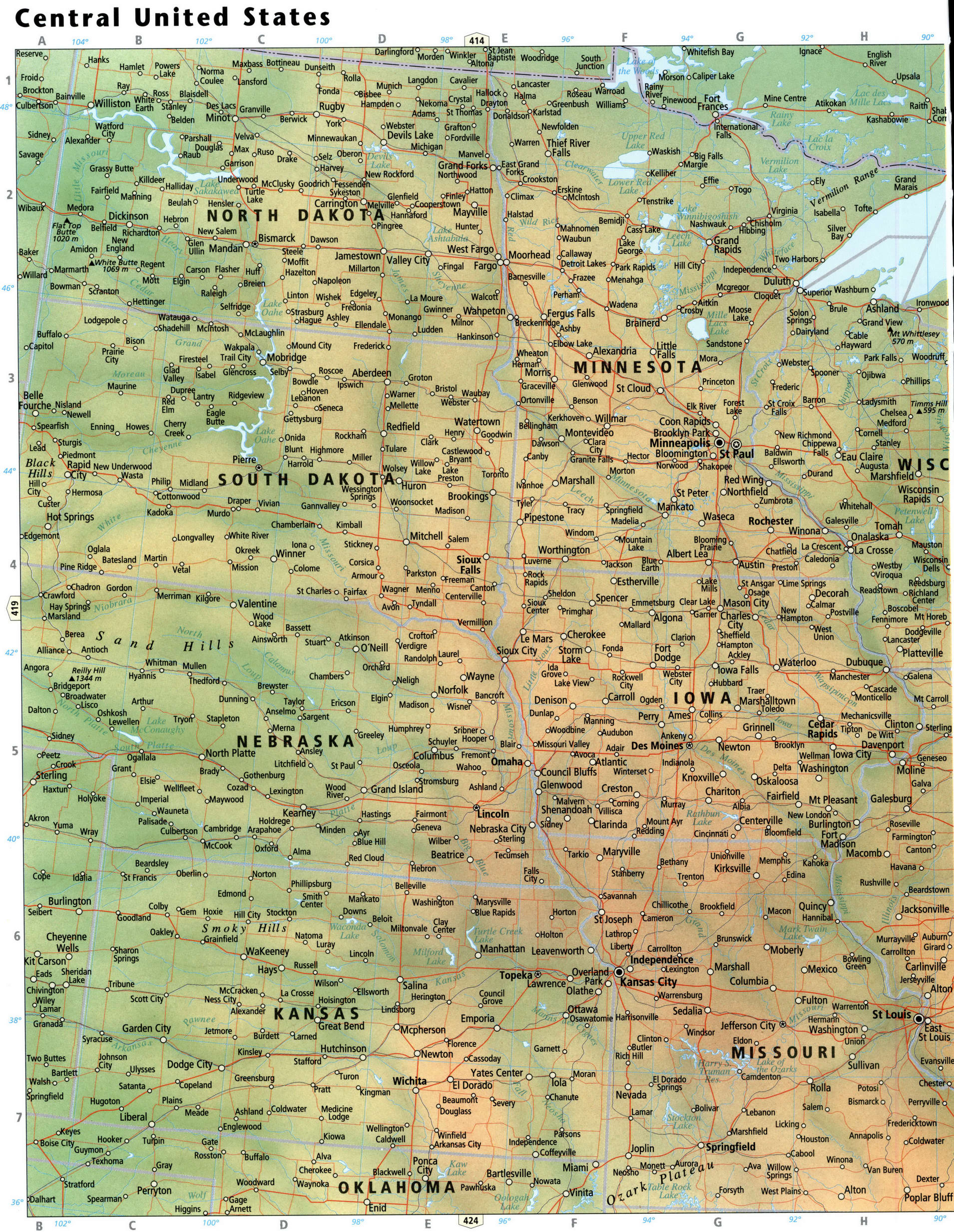 Minnesota and Iowa map