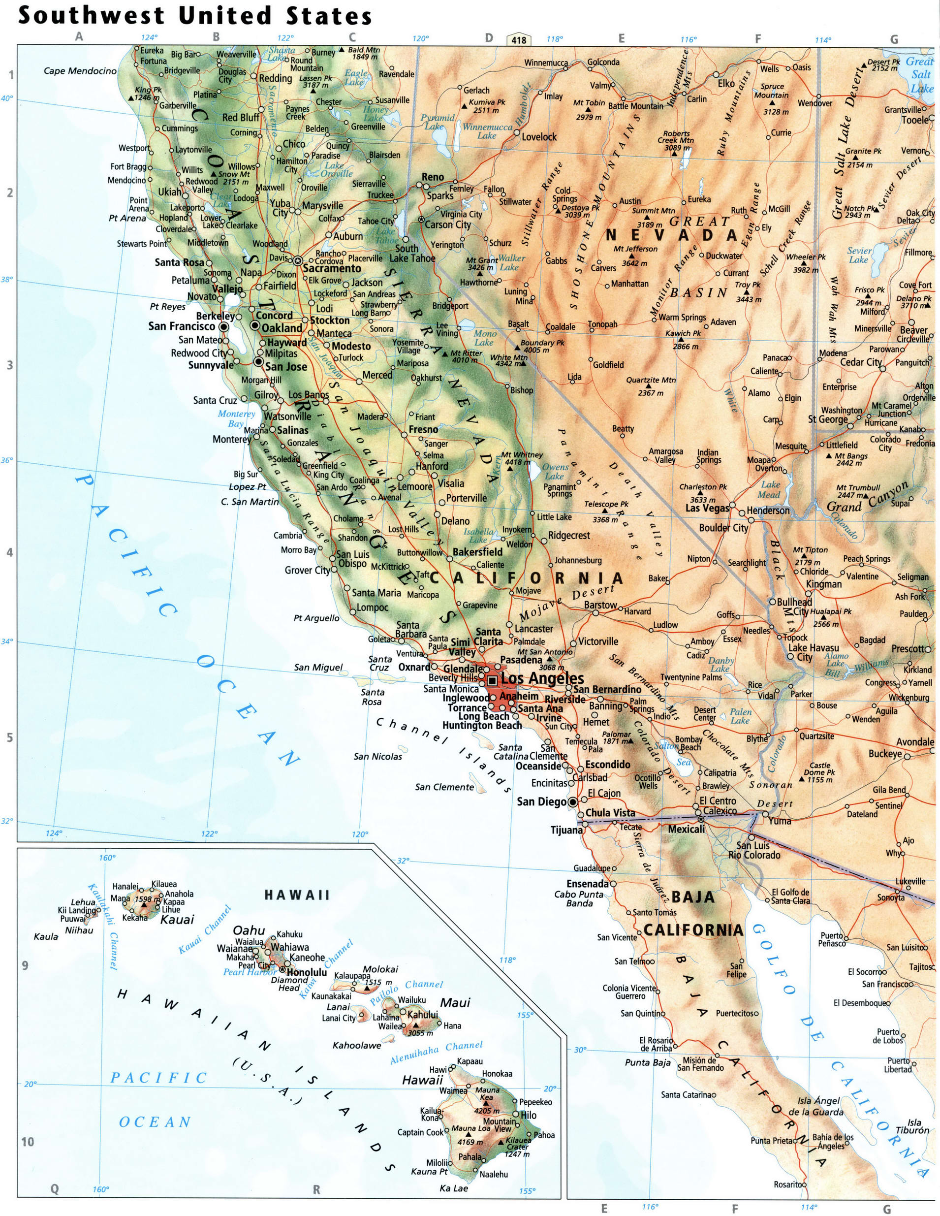 California and Nevada map