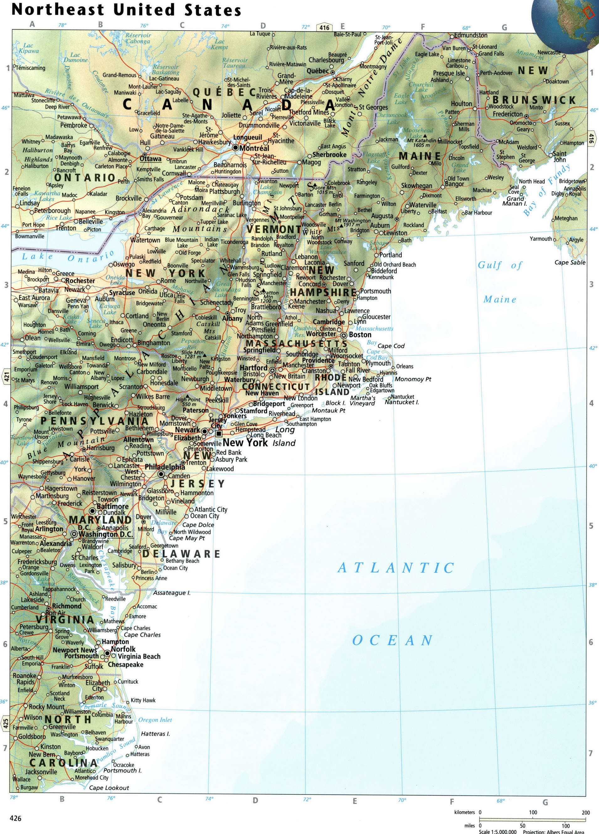 Northeast USA map