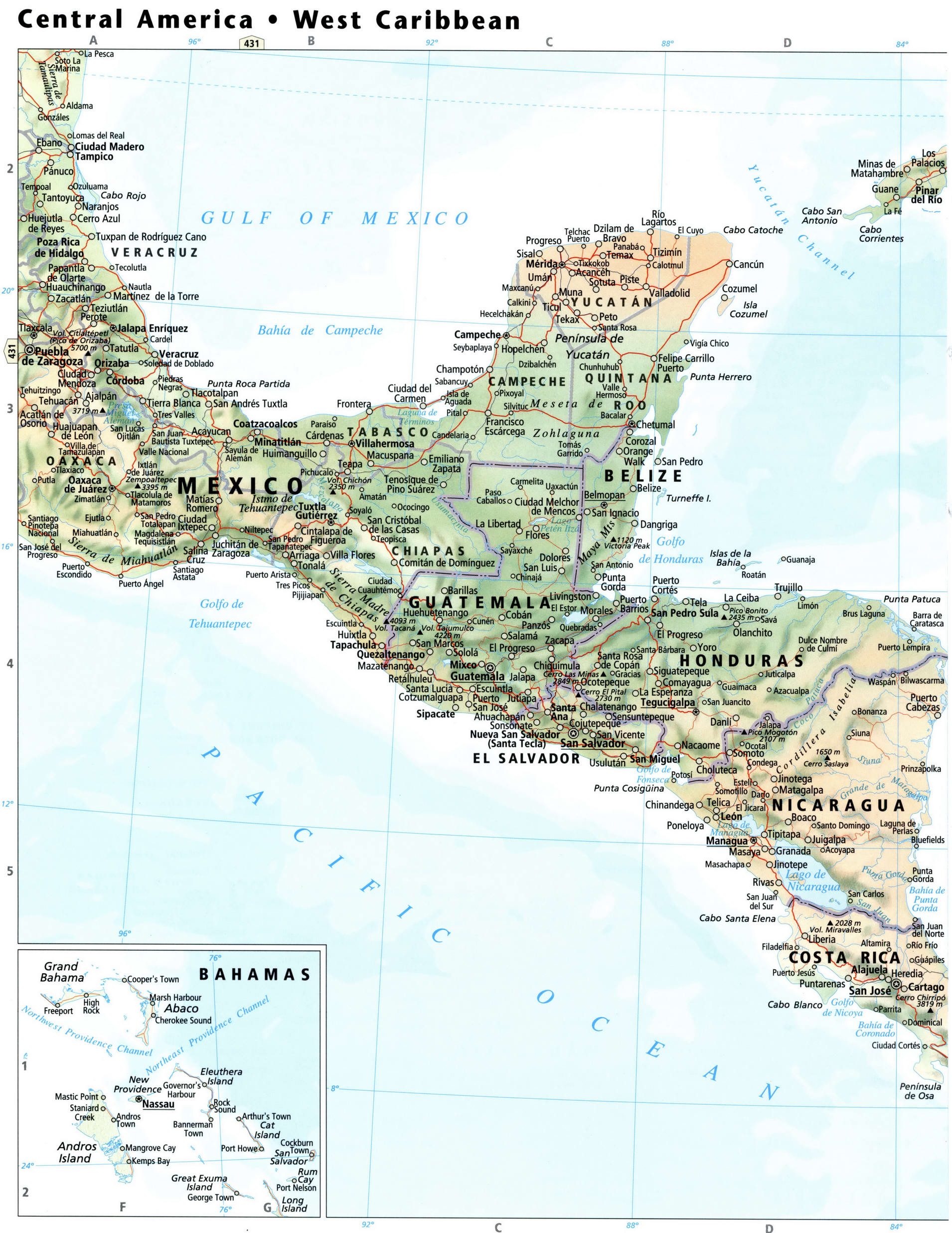 Central America and West Caribbean map