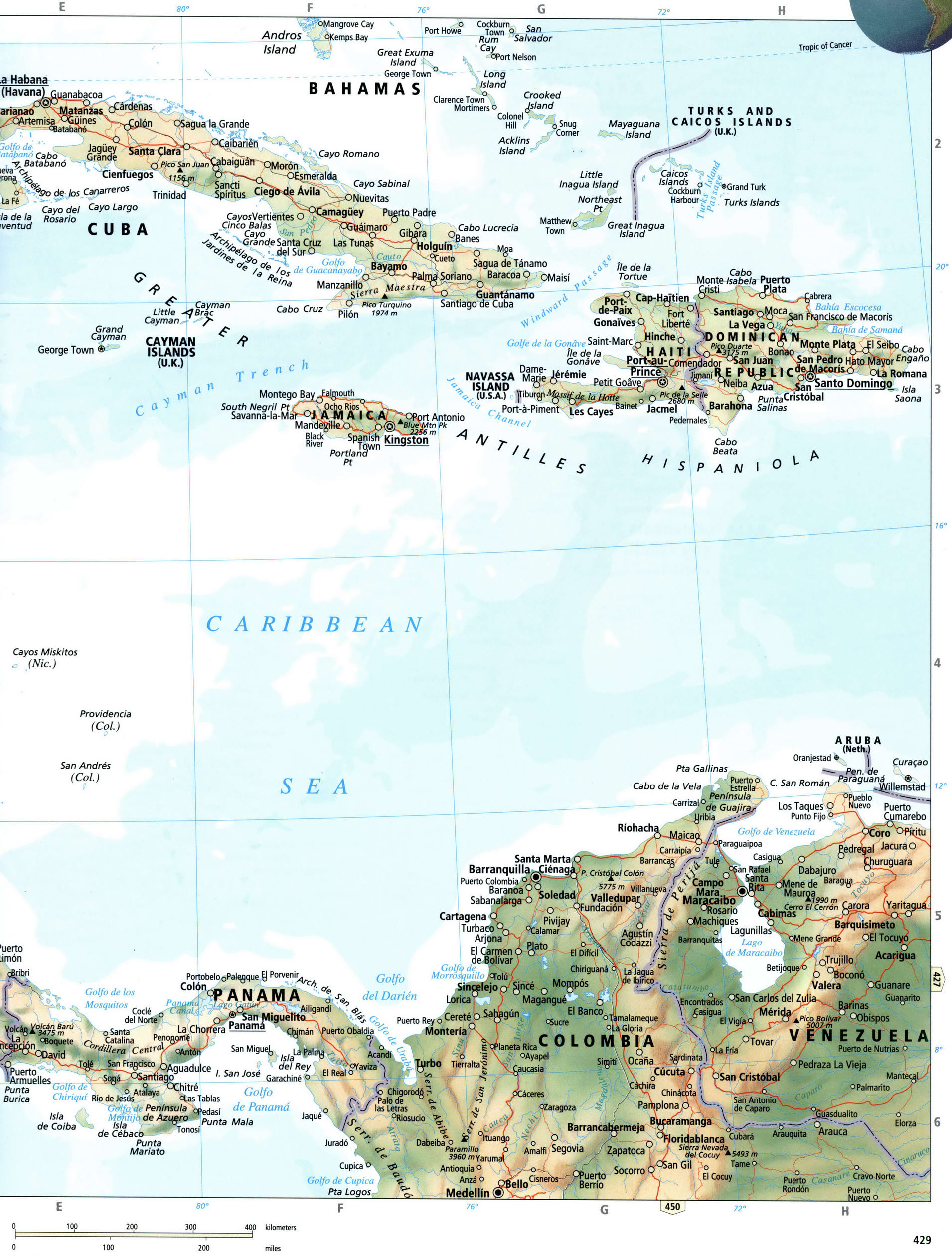 Cuba and Jamaica map