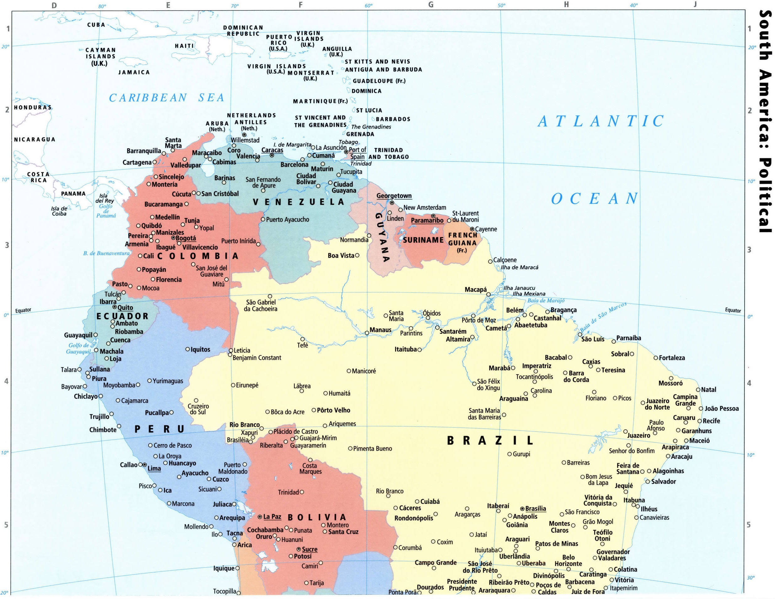 Political map South America