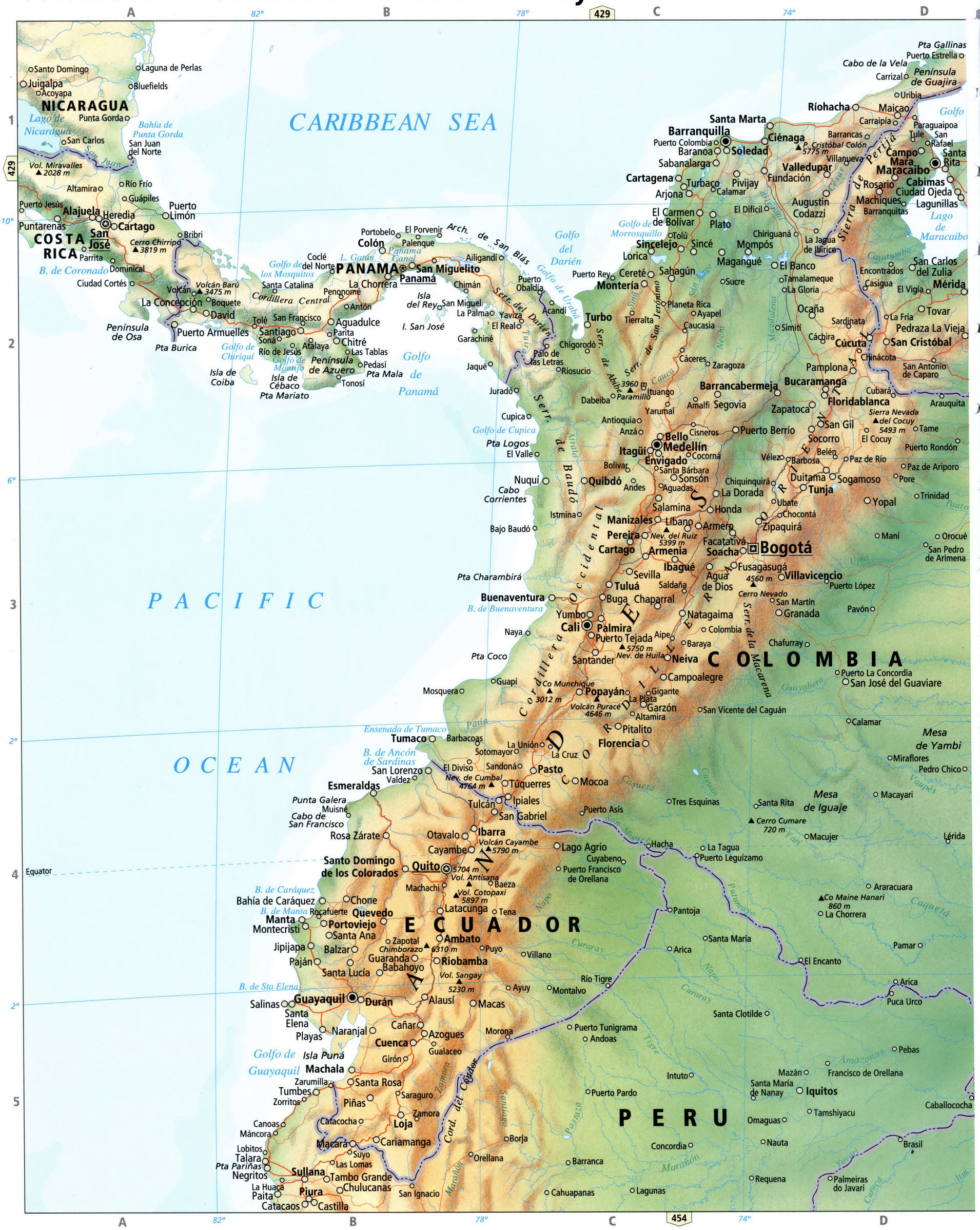 Colombia and Ecuador map