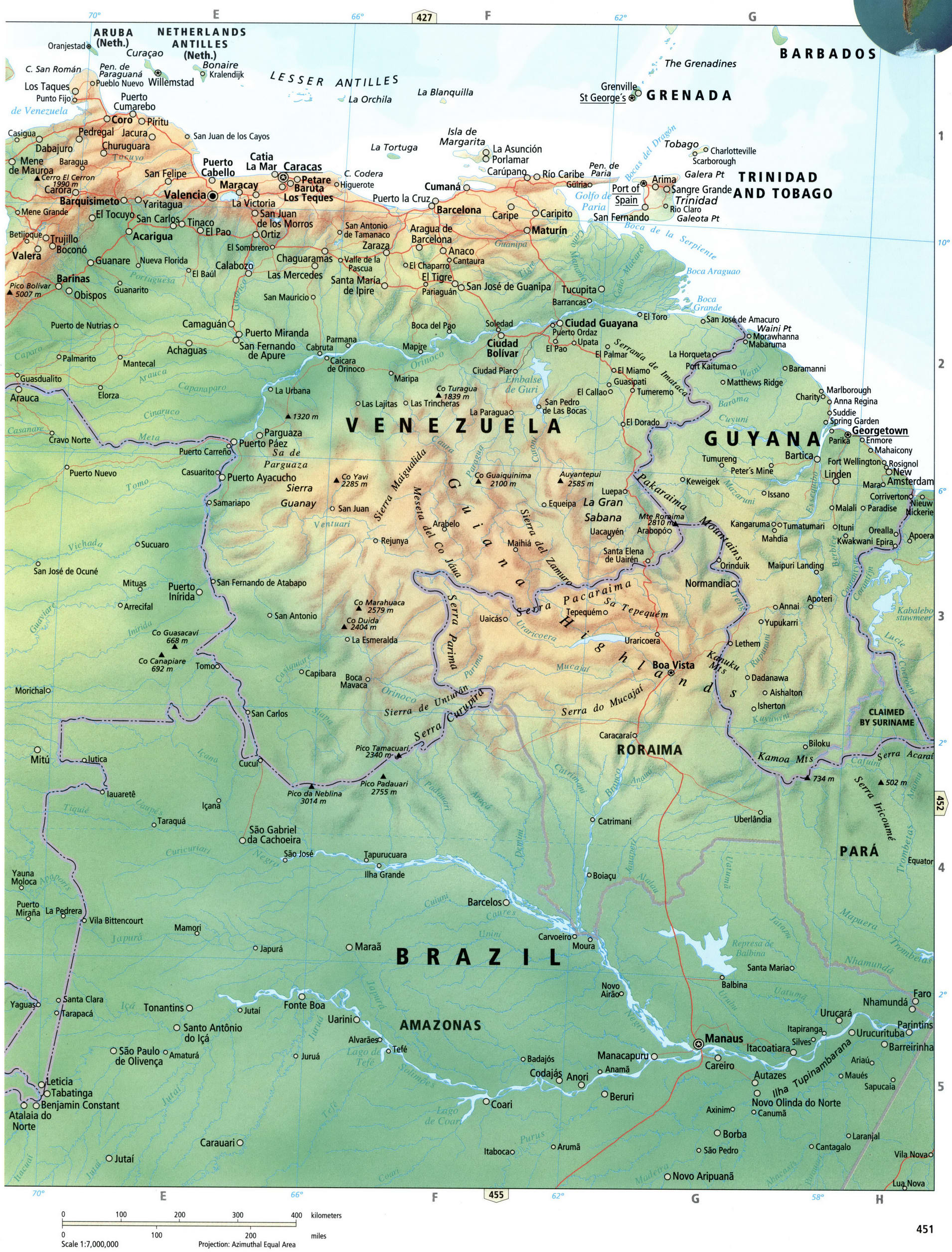 Venezuela and Guyana map