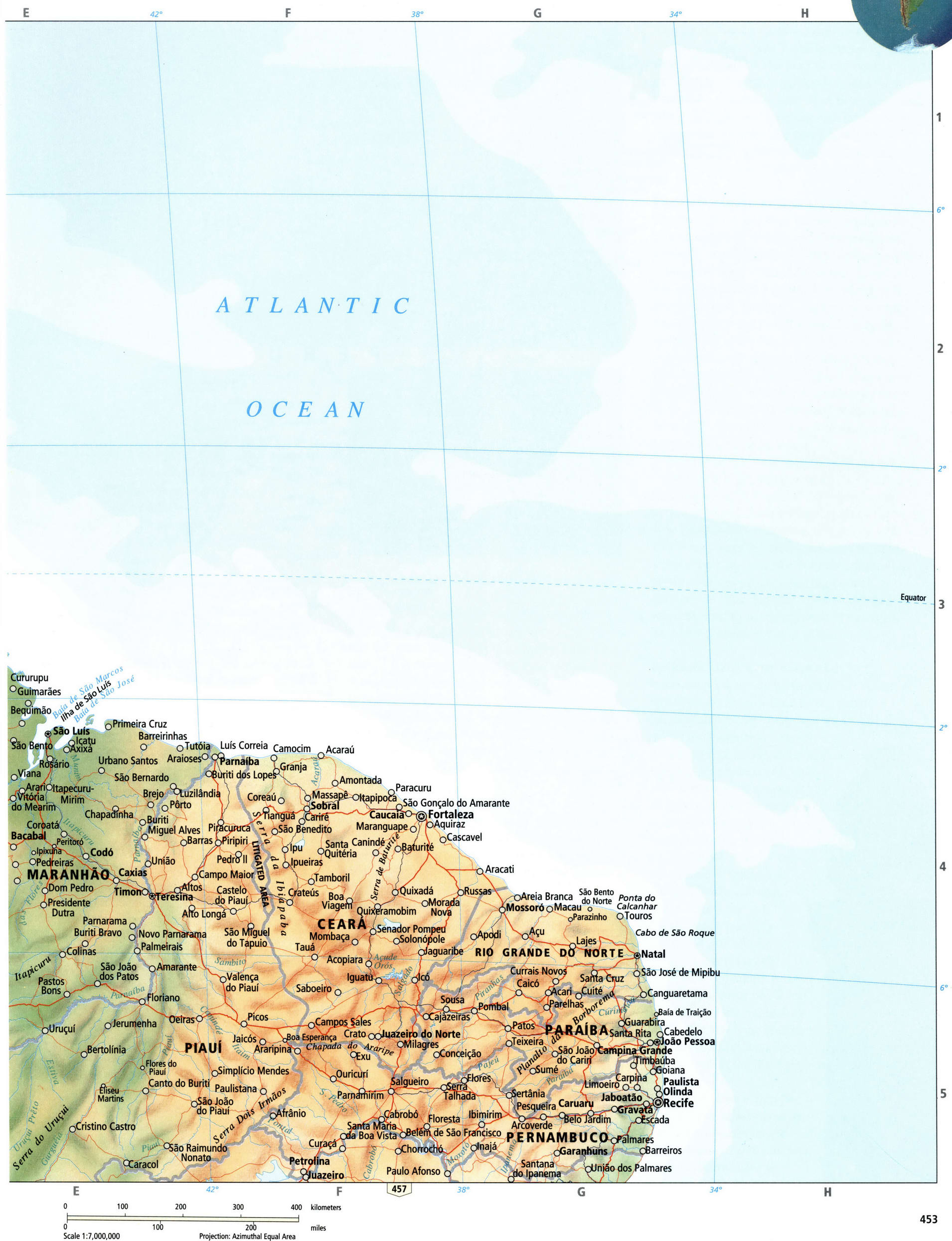 Northeast Brazil map