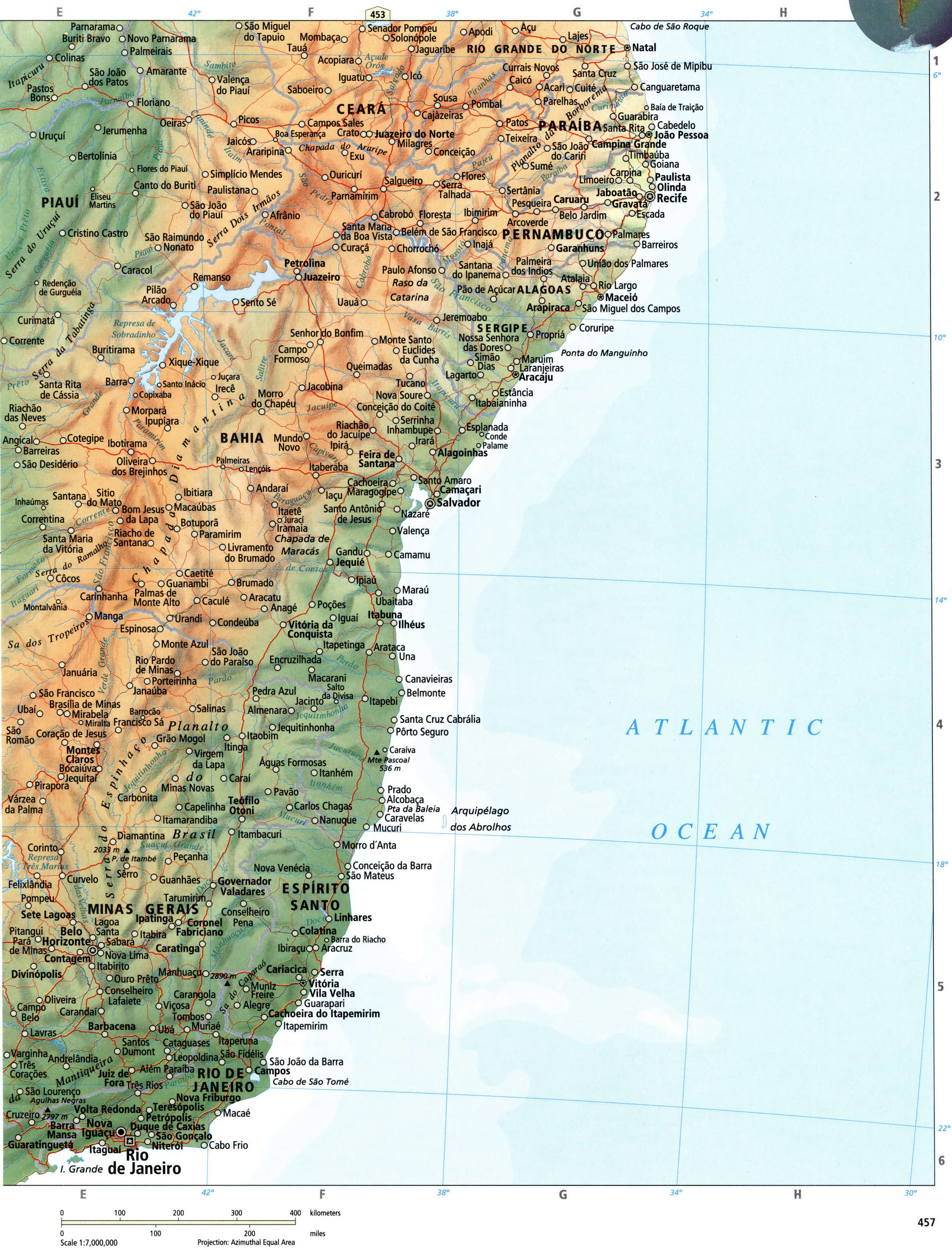 Southeast Brazil map